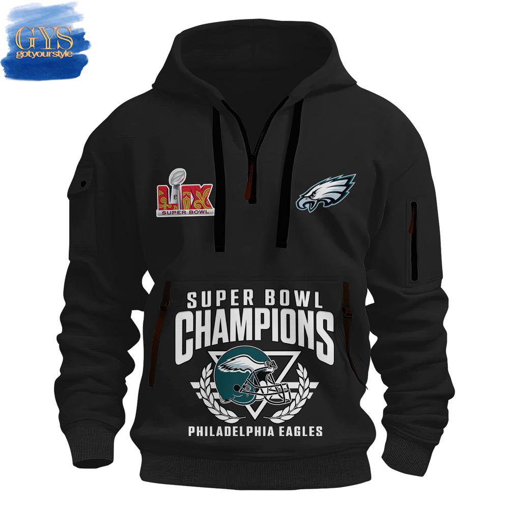 Philadelphia Eagles Super Bowl LIX Champions Half New Hoodie - Famjoys Philadelphia Eagles Super Bowl LIX Champions Half New Hoodie - Famjoys