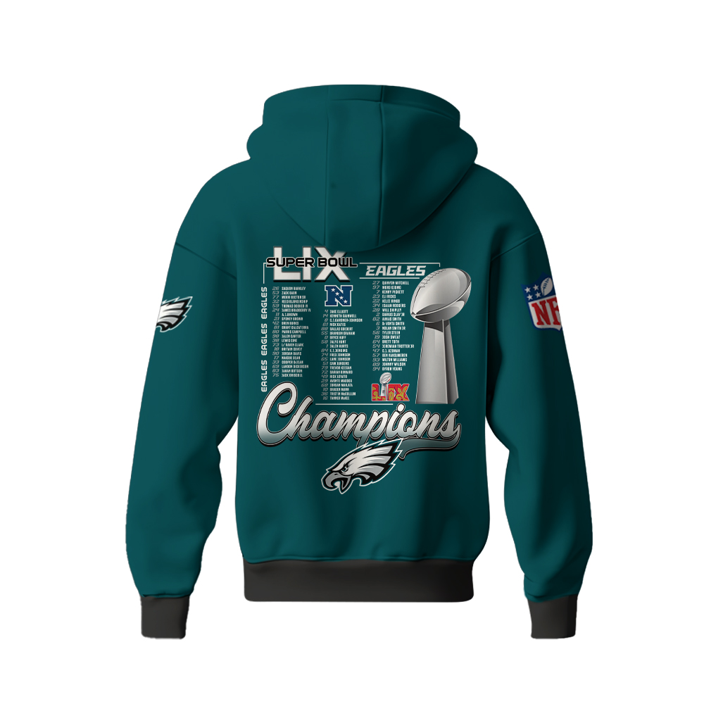 Philadelphia Eagles Super Bowl LIX Champions Hoodie 2025 - Famjoys Philadelphia Eagles Super Bowl LIX Champions Hoodie 2025 - Famjoys