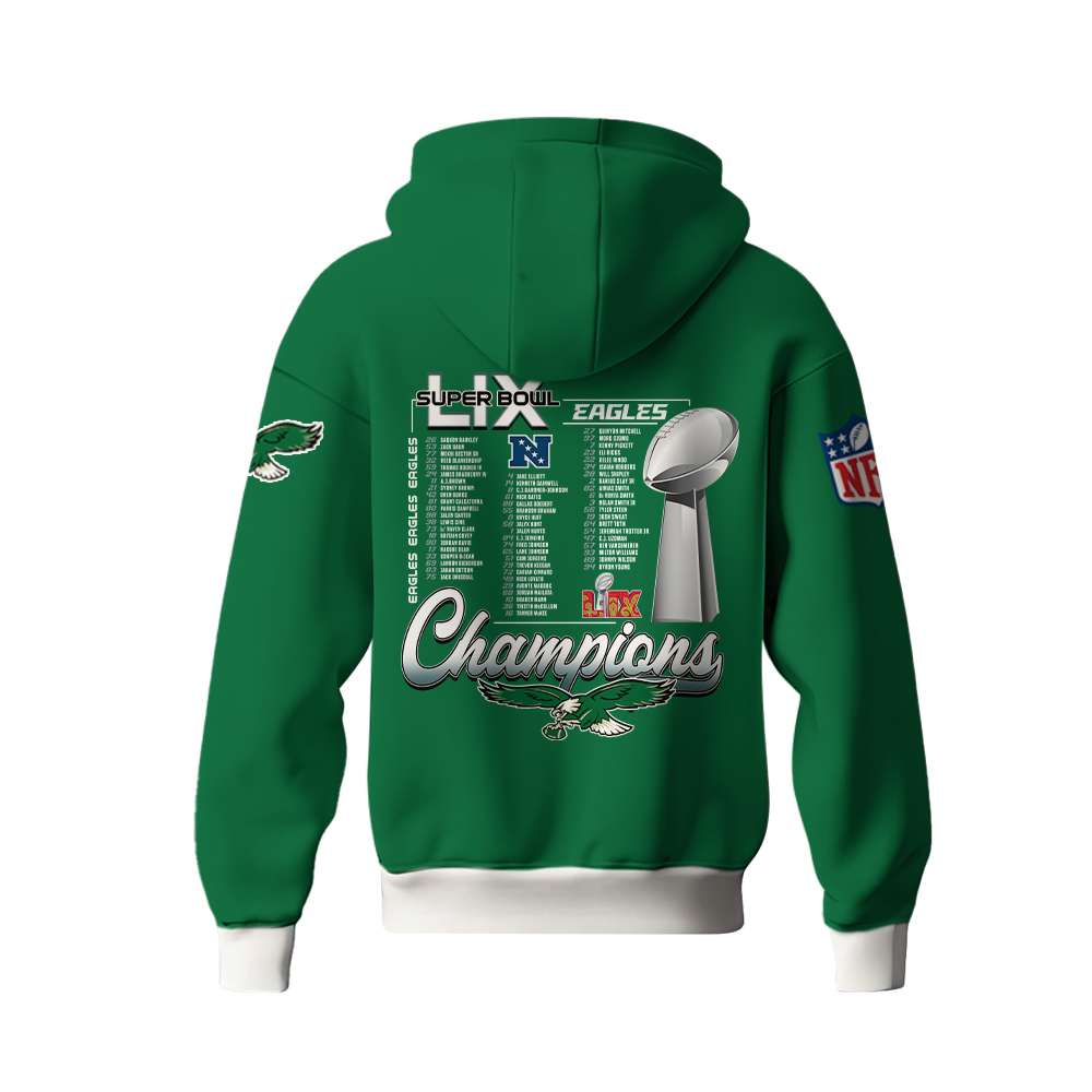 Philadelphia Eagles Super Bowl LIX Champions Hoodie 2025 - Famjoys Philadelphia Eagles Super Bowl LIX Champions Hoodie 2025 - Famjoys