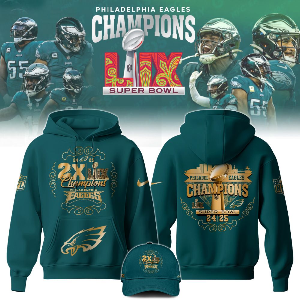 Philadelphia Eagles Super Bowl LIX Champions Hoodie 2025 - Famjoys Philadelphia Eagles Super Bowl LIX Champions Hoodie 2025 - Famjoys