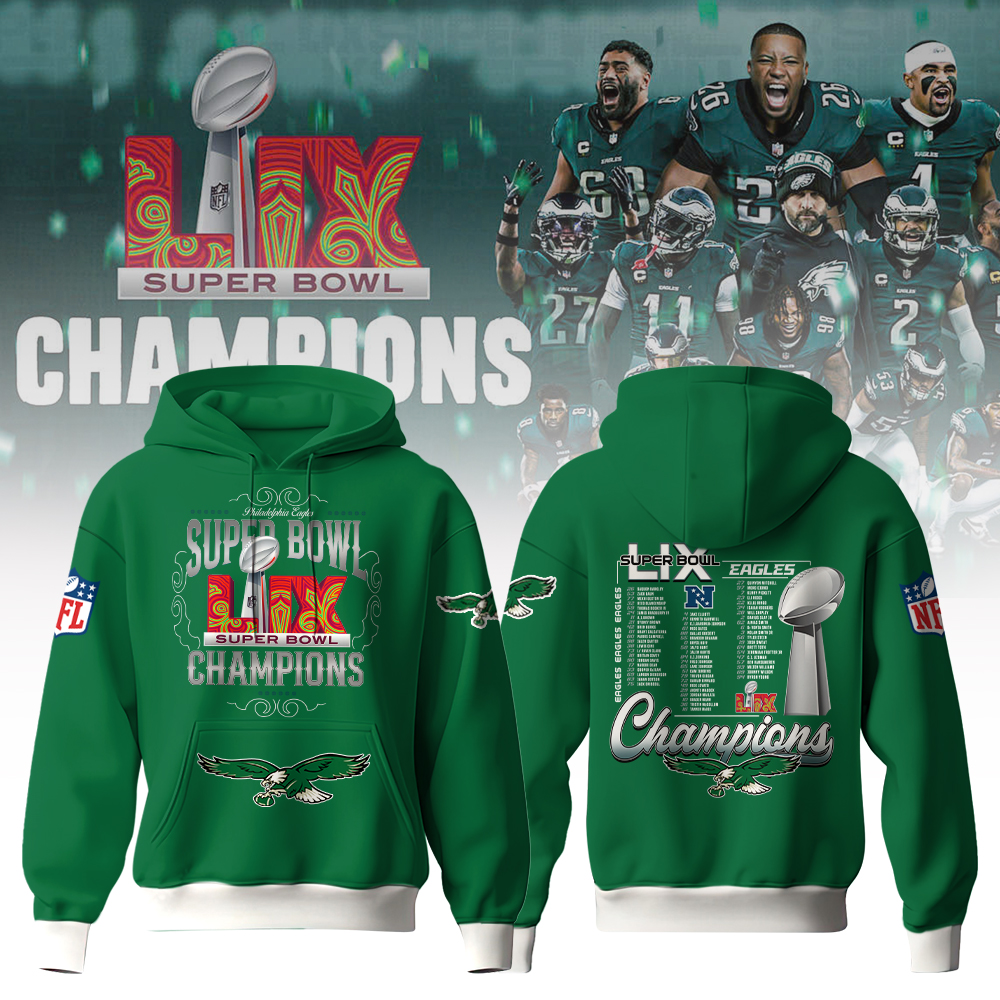 Philadelphia Eagles Super Bowl LIX Champions Hoodie 2025 - Famjoys Philadelphia Eagles Super Bowl LIX Champions Hoodie 2025 - Famjoys