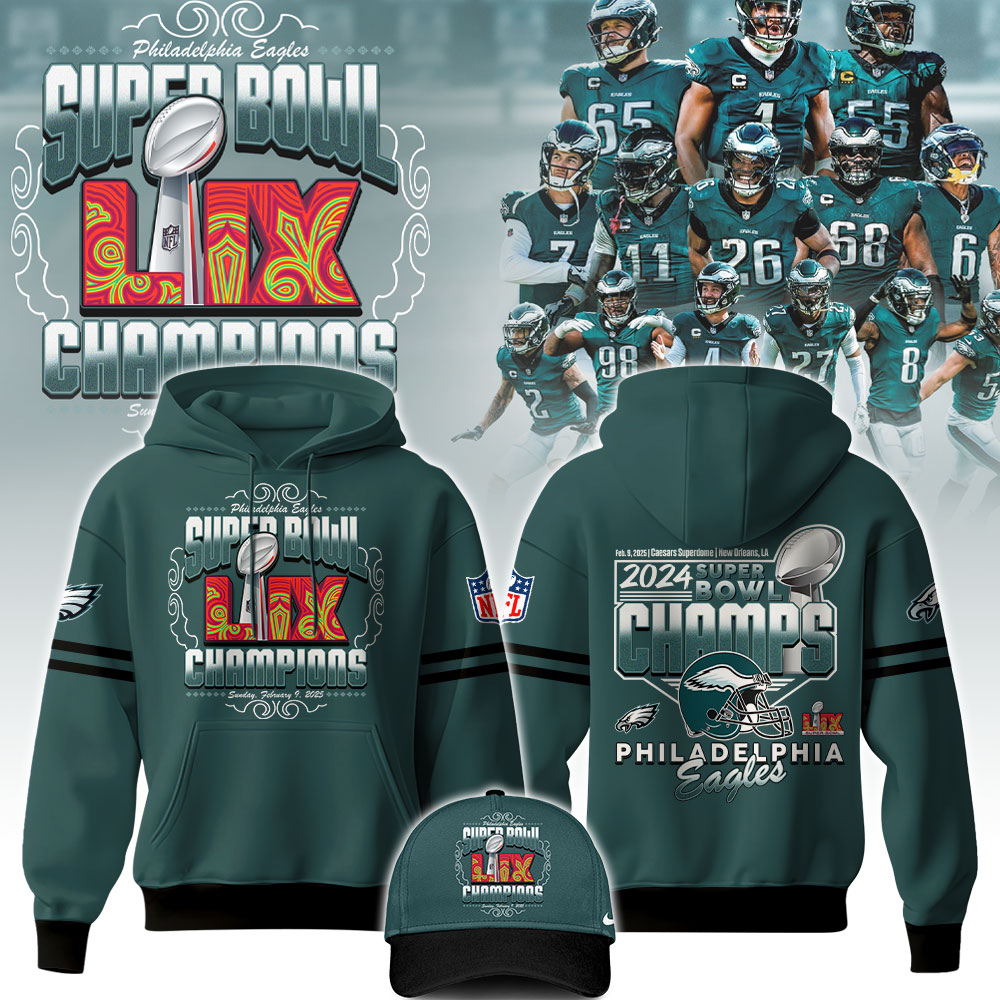 Philadelphia Eagles Super Bowl LIX Champions Hoodie 2025 v2 - Famjoys Philadelphia Eagles Super Bowl LIX Champions Hoodie 2025 v2 - Famjoys
