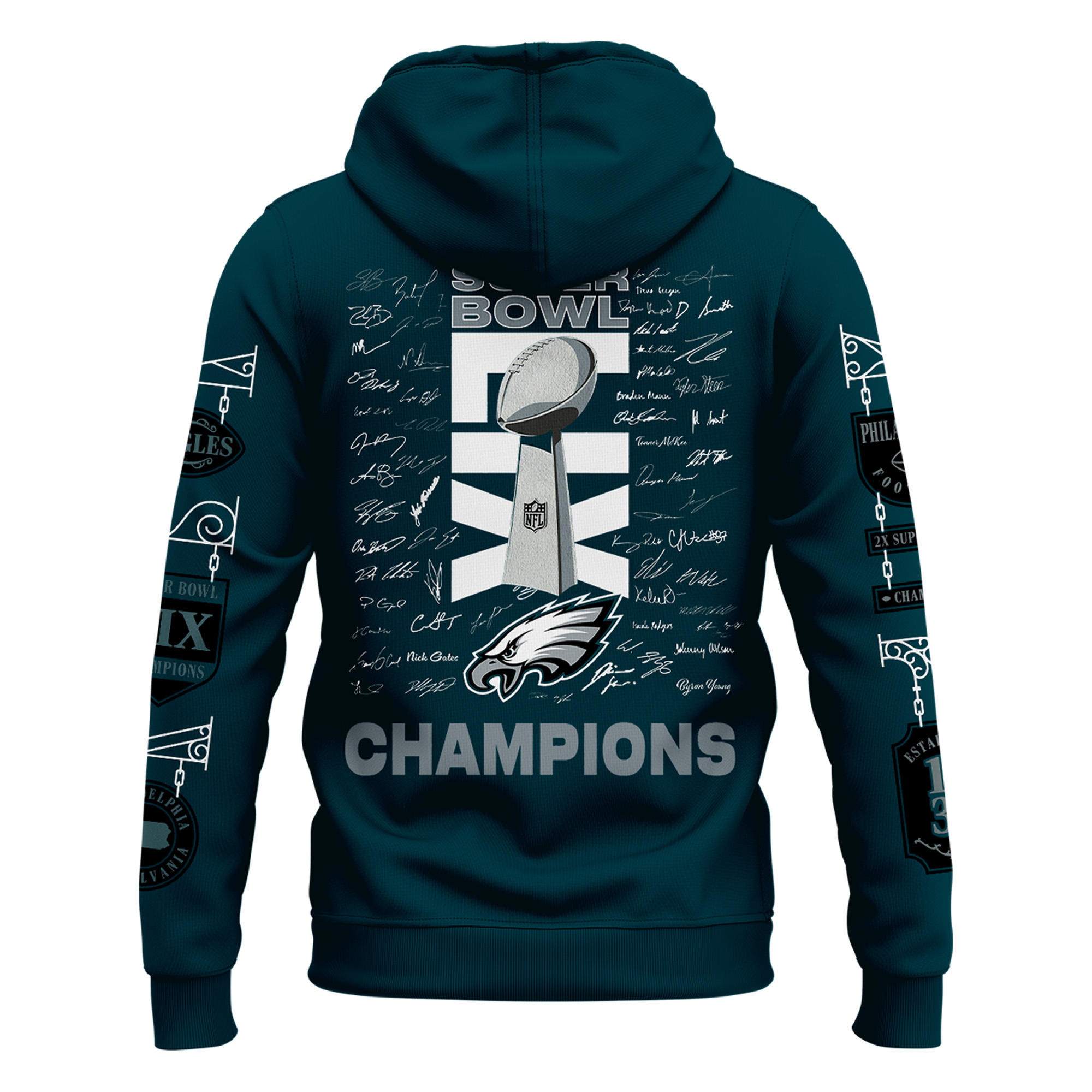 Philadelphia Eagles Super Bowl LIX Champions Hoodie - Famjoys Philadelphia Eagles Super Bowl LIX Champions Hoodie - Famjoys