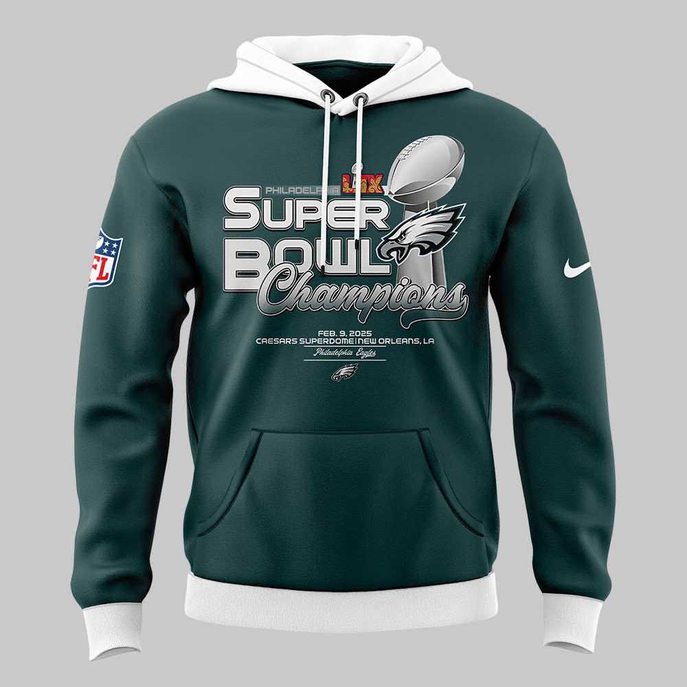 Philadelphia Eagles Super Bowl LIX Champions Hoodie - Famjoys Philadelphia Eagles Super Bowl LIX Champions Hoodie - Famjoys