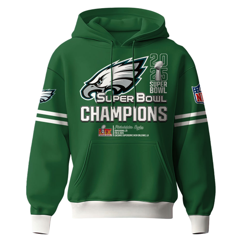 Philadelphia Eagles Super Bowl LIX Champions Hoodie - Famjoys Philadelphia Eagles Super Bowl LIX Champions Hoodie - Famjoys