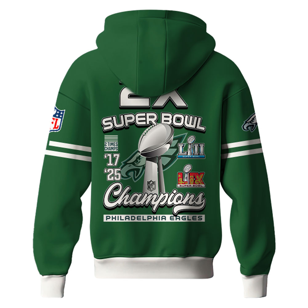Philadelphia Eagles Super Bowl LIX Champions Hoodie - Famjoys Philadelphia Eagles Super Bowl LIX Champions Hoodie - Famjoys