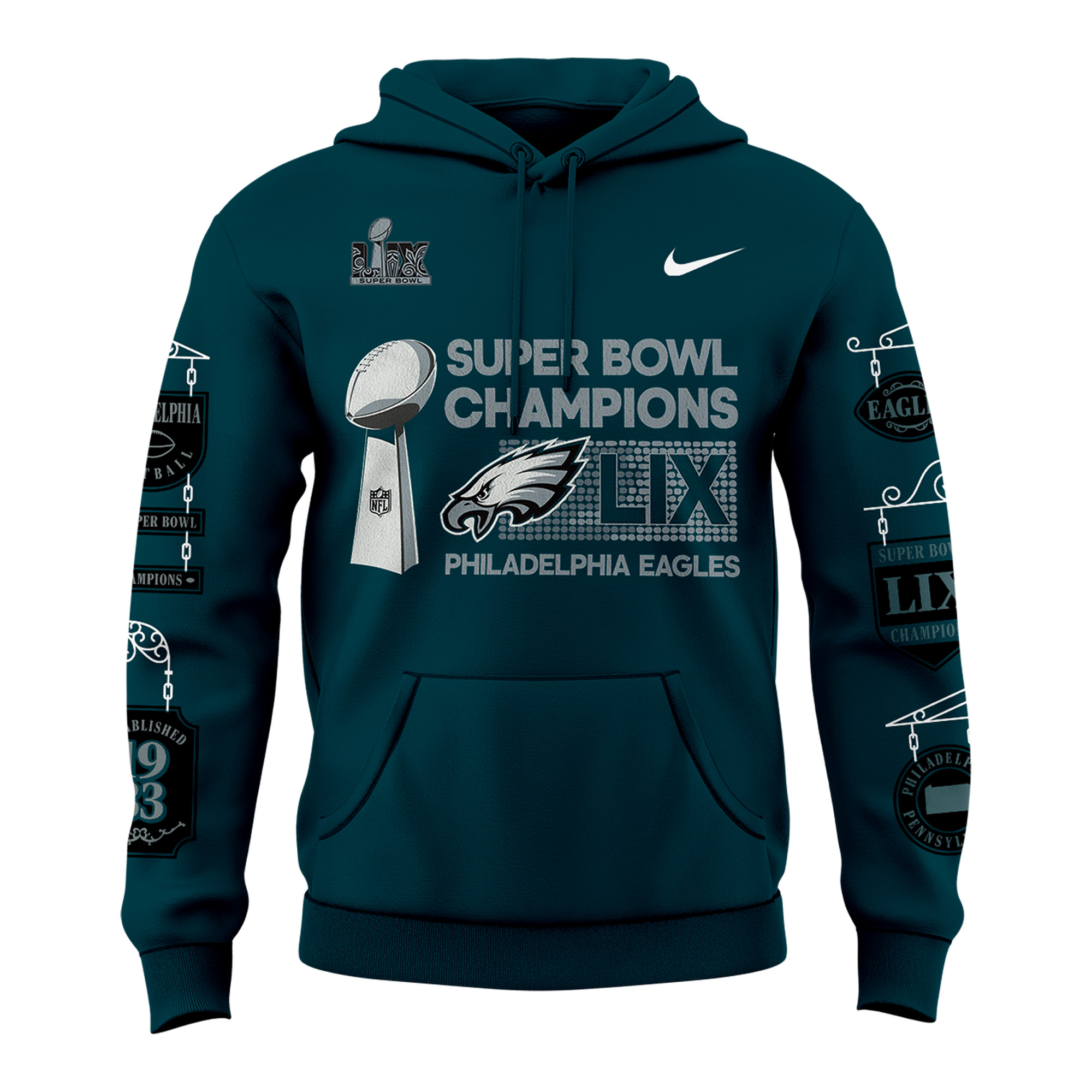 Philadelphia Eagles Super Bowl LIX Champions Hoodie - Famjoys Philadelphia Eagles Super Bowl LIX Champions Hoodie - Famjoys