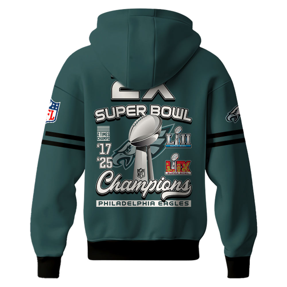Philadelphia Eagles Super Bowl LIX Champions Hoodie V2 - Famjoys Philadelphia Eagles Super Bowl LIX Champions Hoodie V2 - Famjoys