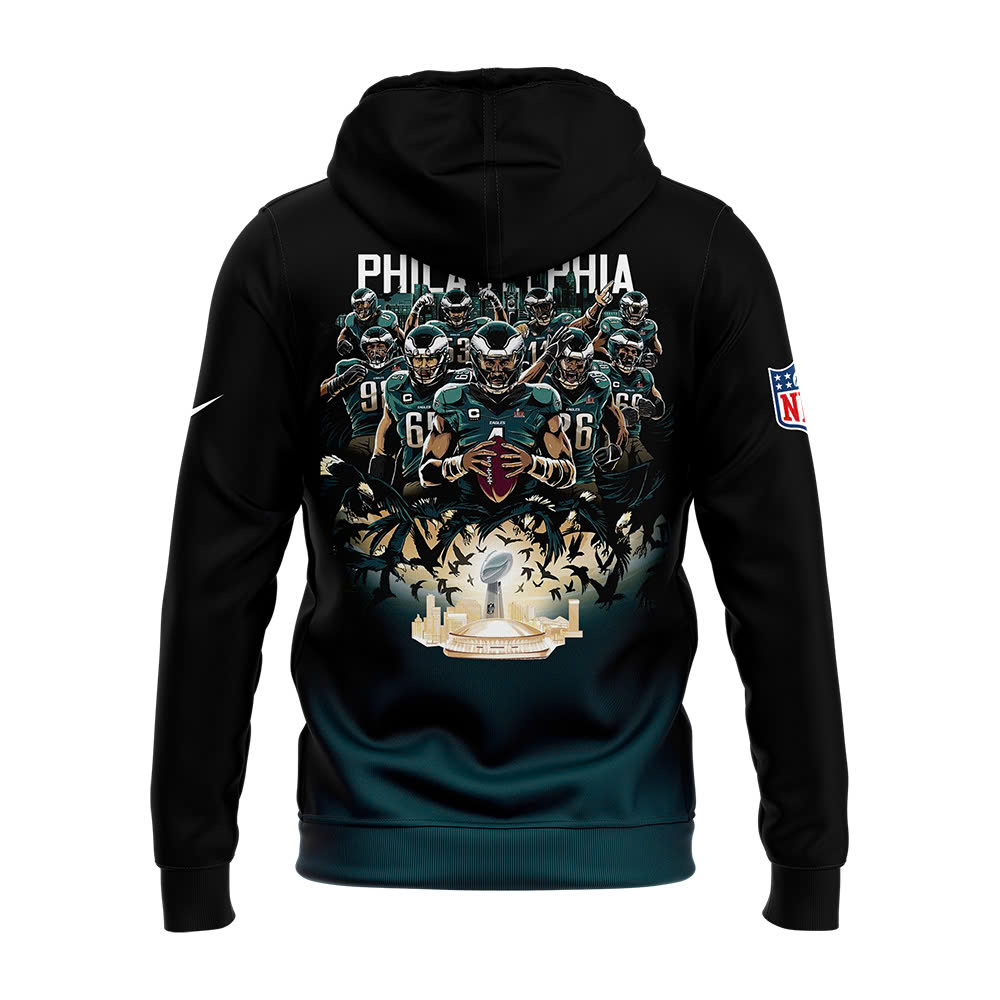 Philadelphia Eagles Super Bowl LIX Champions Hoodie V6 - Famjoys Philadelphia Eagles Super Bowl LIX Champions Hoodie V6 - Famjoys