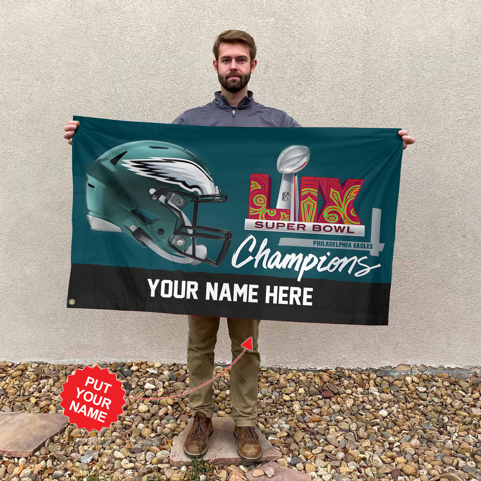 Philadelphia Eagles Super Bowl LIX Champions House Flag - Famjoys Philadelphia Eagles Super Bowl LIX Champions House Flag - Famjoys