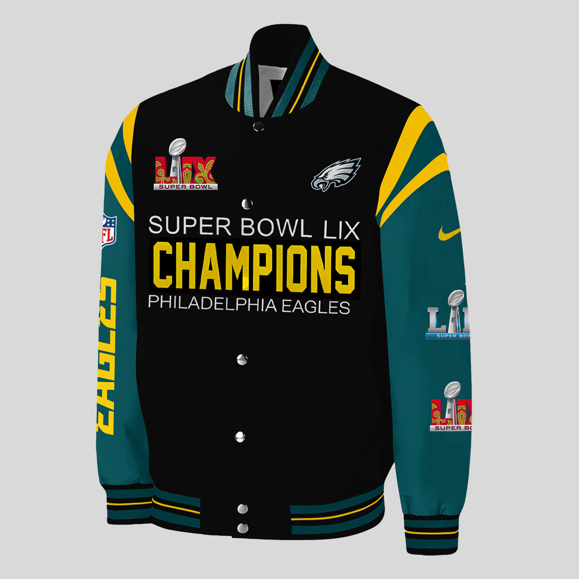 Philadelphia Eagles SUPER BOWL LIX Champions Jacket - Famjoys Philadelphia Eagles SUPER BOWL LIX Champions Jacket - Famjoys