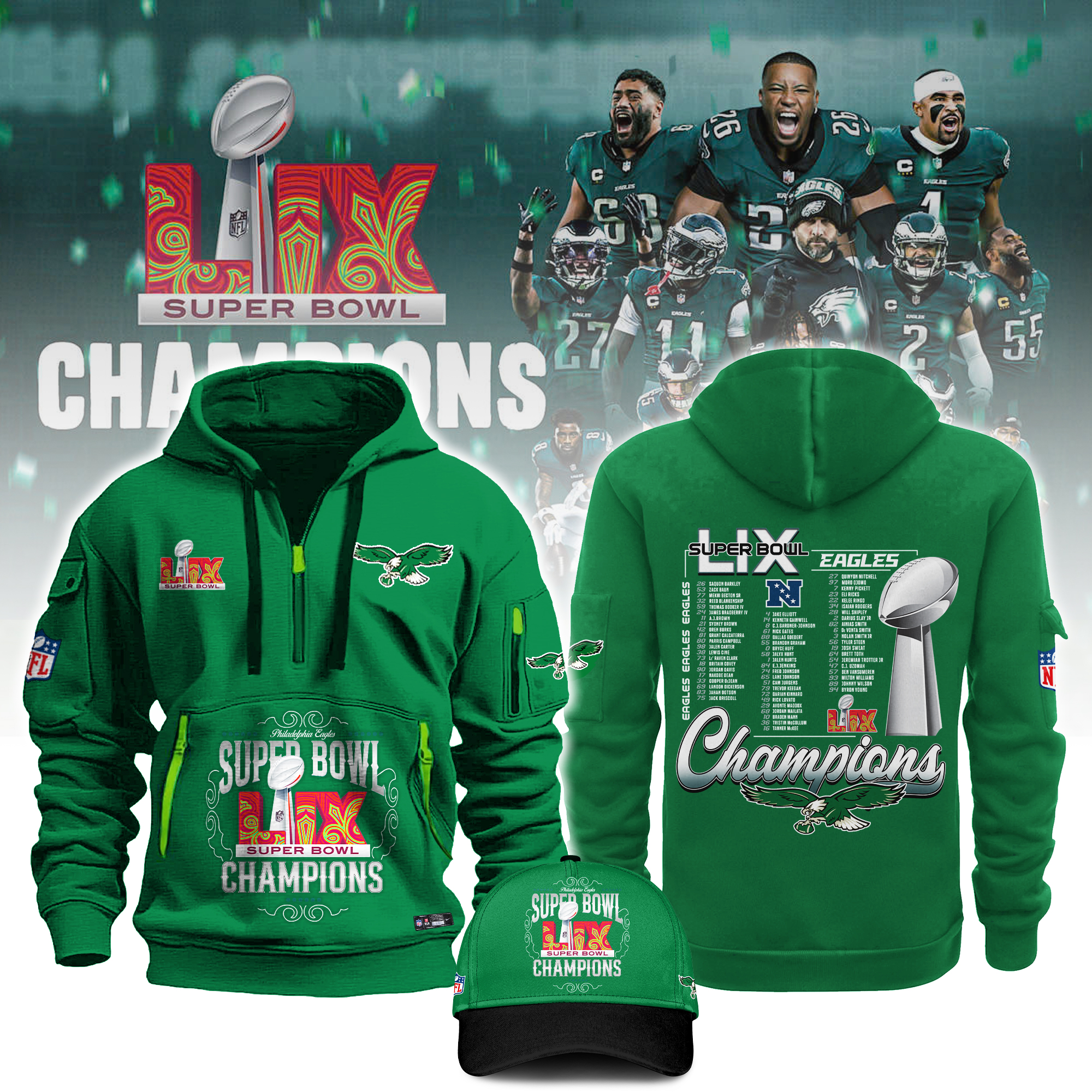 Philadelphia Eagles Super Bowl LIX Champions New Hoodie 2025 v2 - Famjoys Philadelphia Eagles Super Bowl LIX Champions New Hoodie 2025 v2 - Famjoys