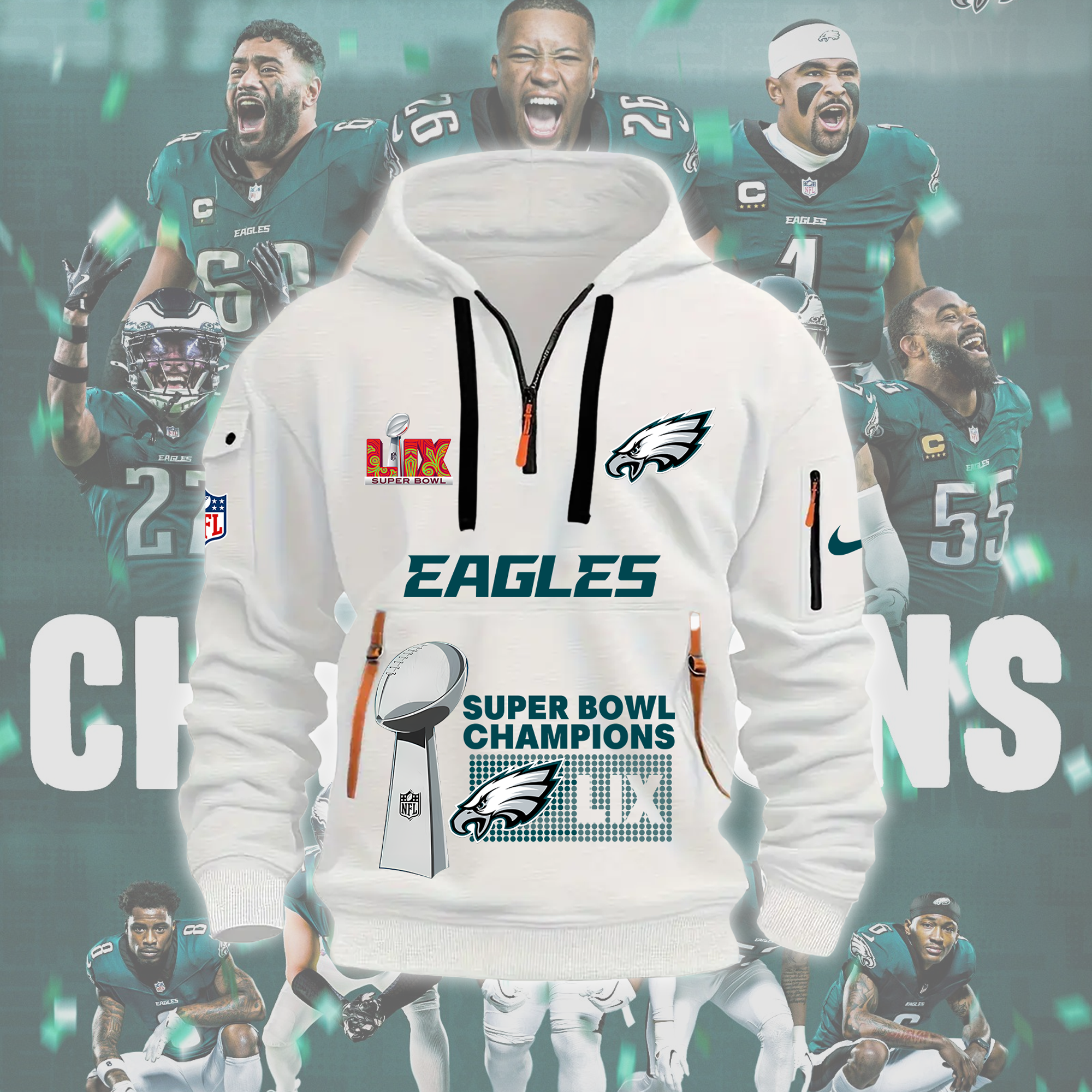 Philadelphia Eagles Super Bowl LIX Champions New Hoodie - Famjoys Philadelphia Eagles Super Bowl LIX Champions New Hoodie - Famjoys