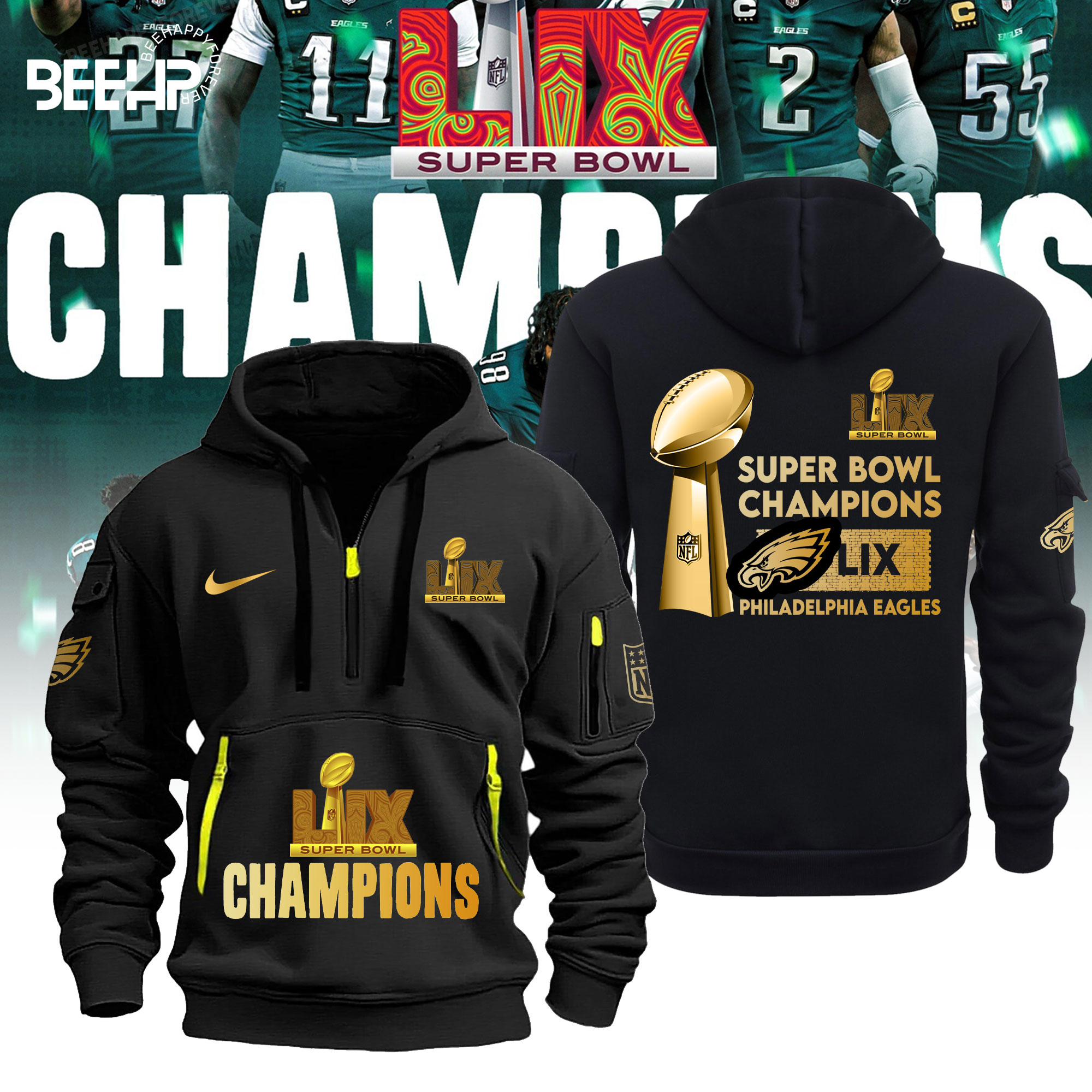 Philadelphia Eagles Super Bowl LIX Champions New Hoodie - Famjoys Philadelphia Eagles Super Bowl LIX Champions New Hoodie - Famjoys