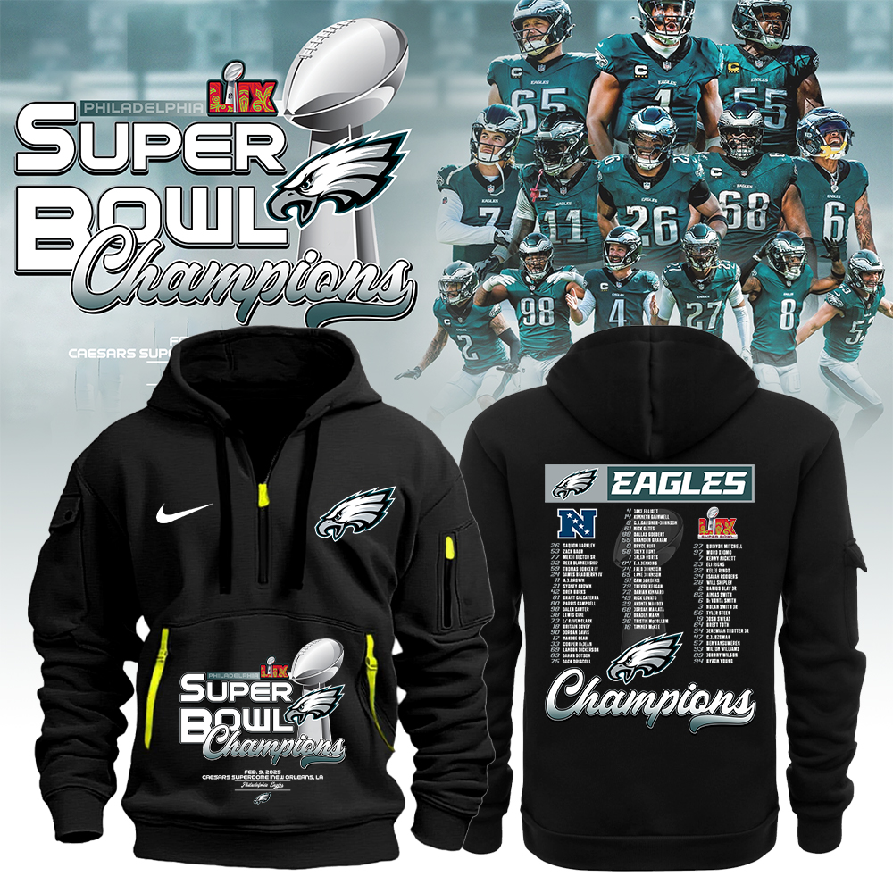 Philadelphia Eagles Super Bowl LIX Champions New Hoodie V7 - Famjoys Philadelphia Eagles Super Bowl LIX Champions New Hoodie V7 - Famjoys