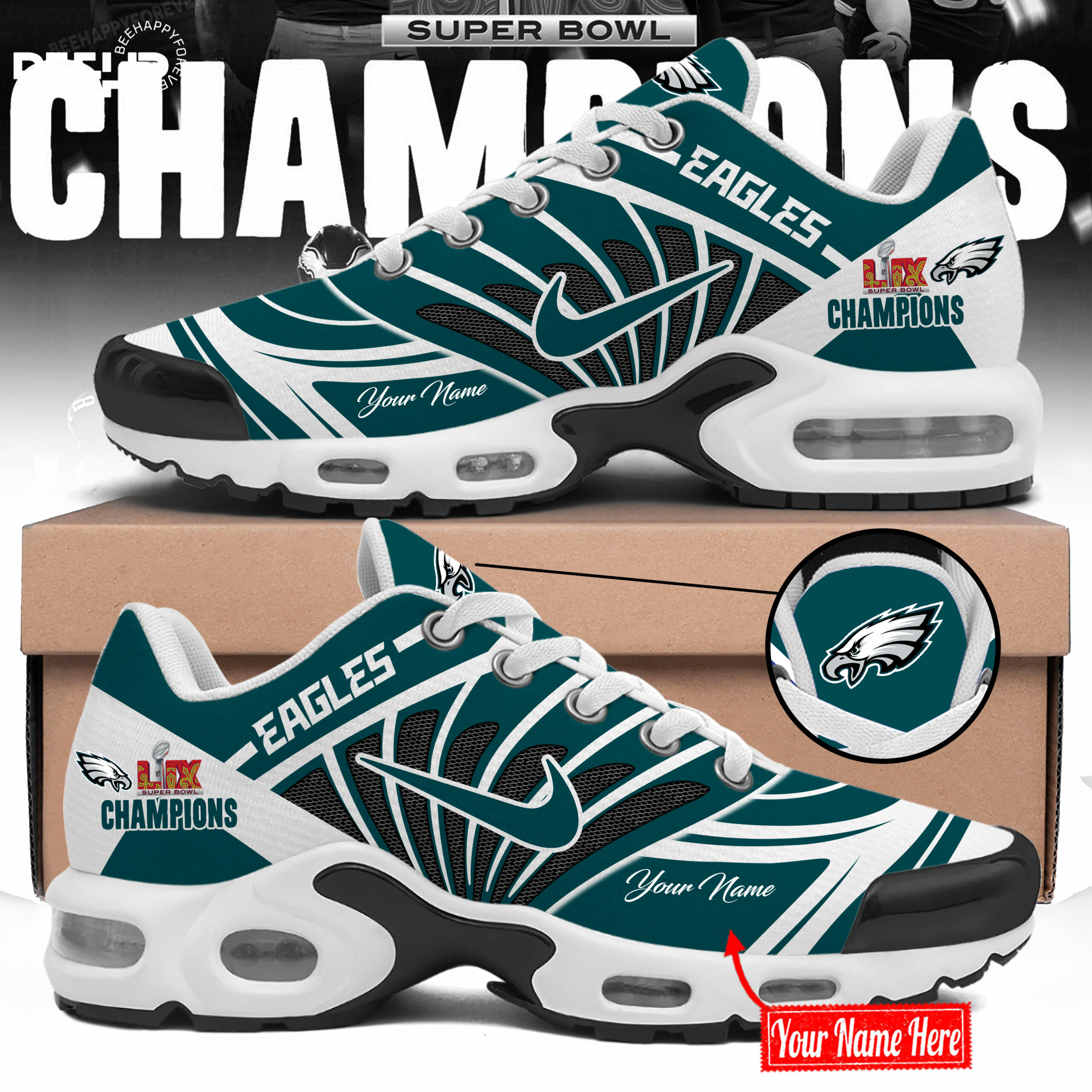 Philadelphia Eagles Super Bowl LIX Champions New Shoes - Famjoys Philadelphia Eagles Super Bowl LIX Champions New Shoes - Famjoys