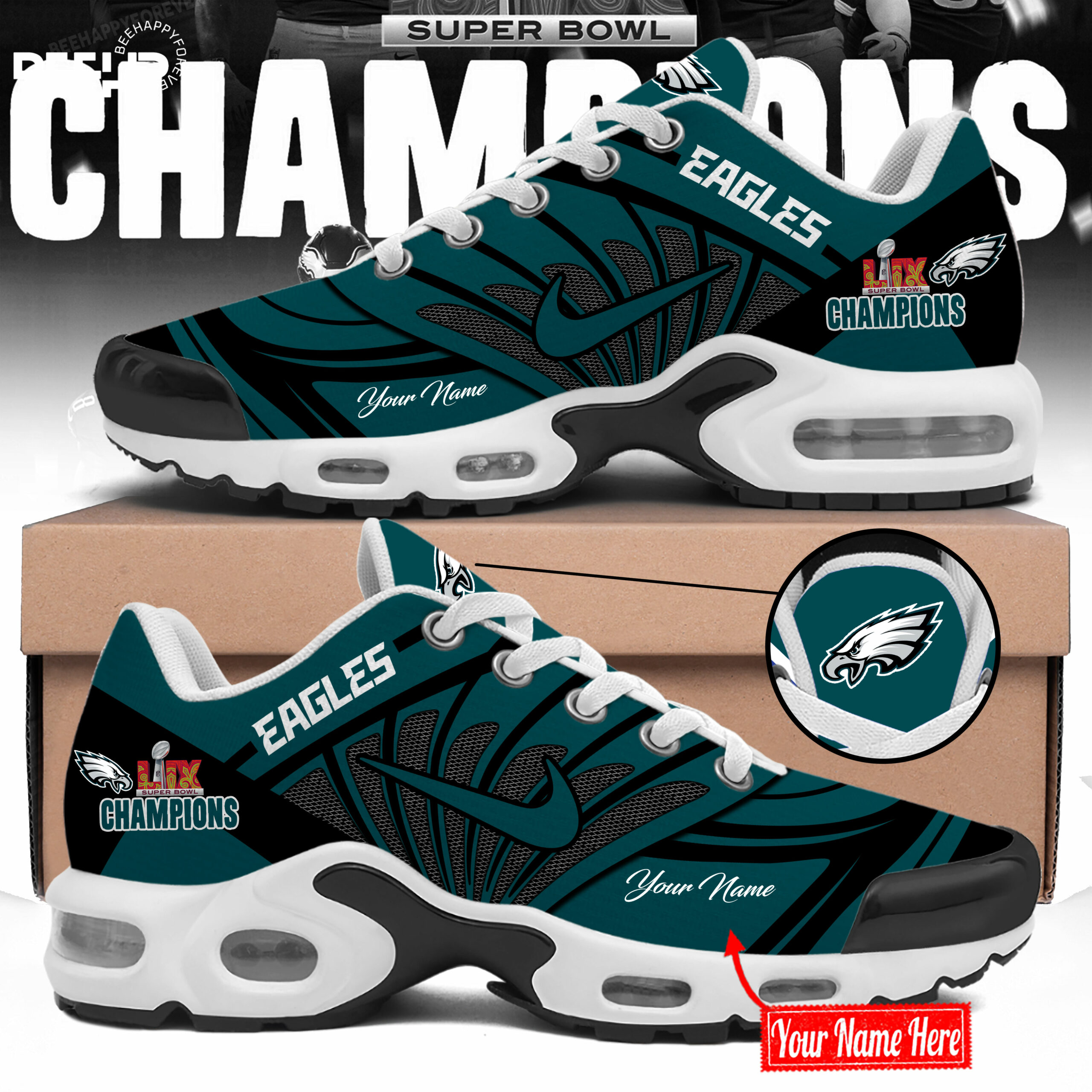 Philadelphia Eagles Super Bowl LIX Champions New Shoes - Famjoys Philadelphia Eagles Super Bowl LIX Champions New Shoes - Famjoys