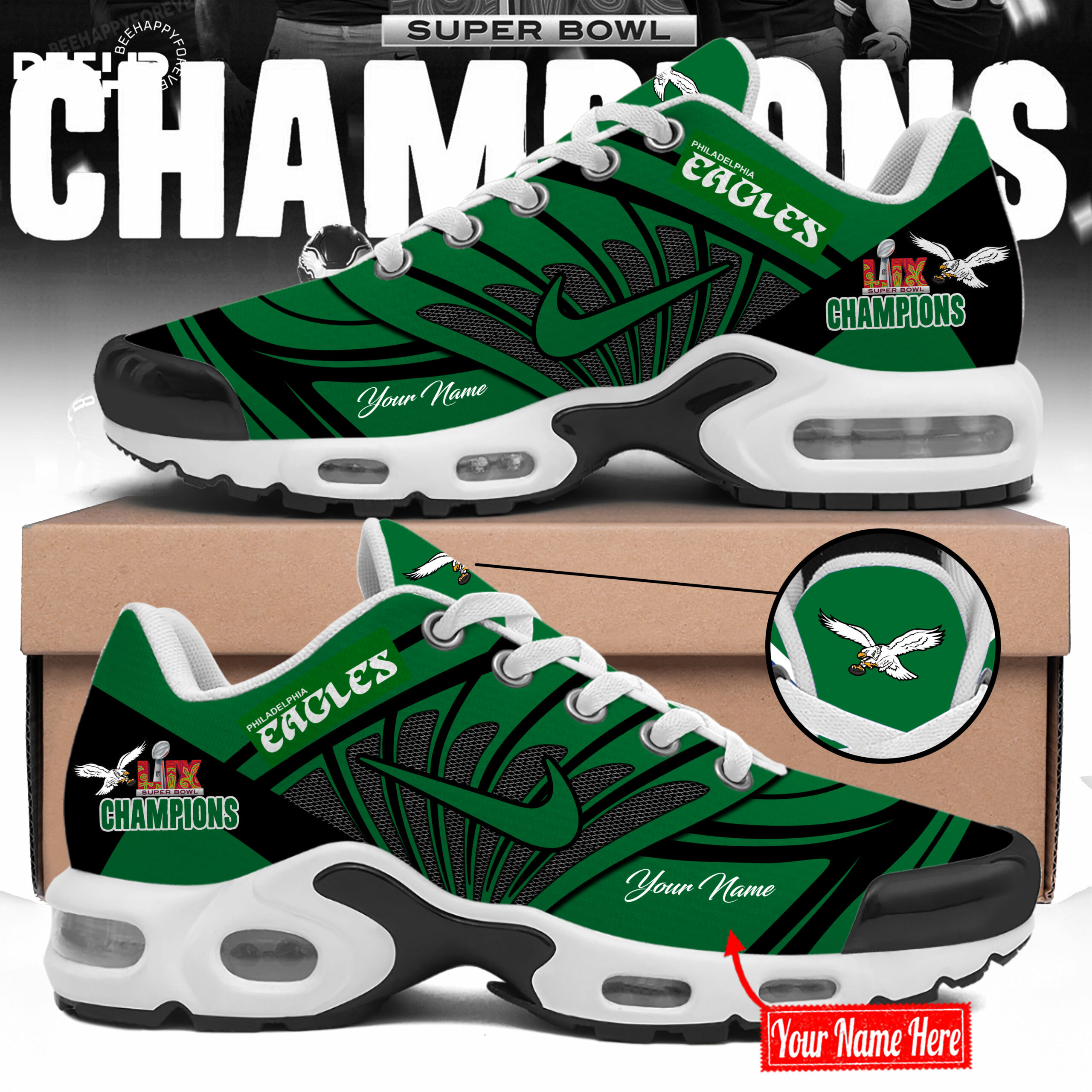 Philadelphia Eagles Super Bowl LIX Champions New Shoes - Famjoys Philadelphia Eagles Super Bowl LIX Champions New Shoes - Famjoys