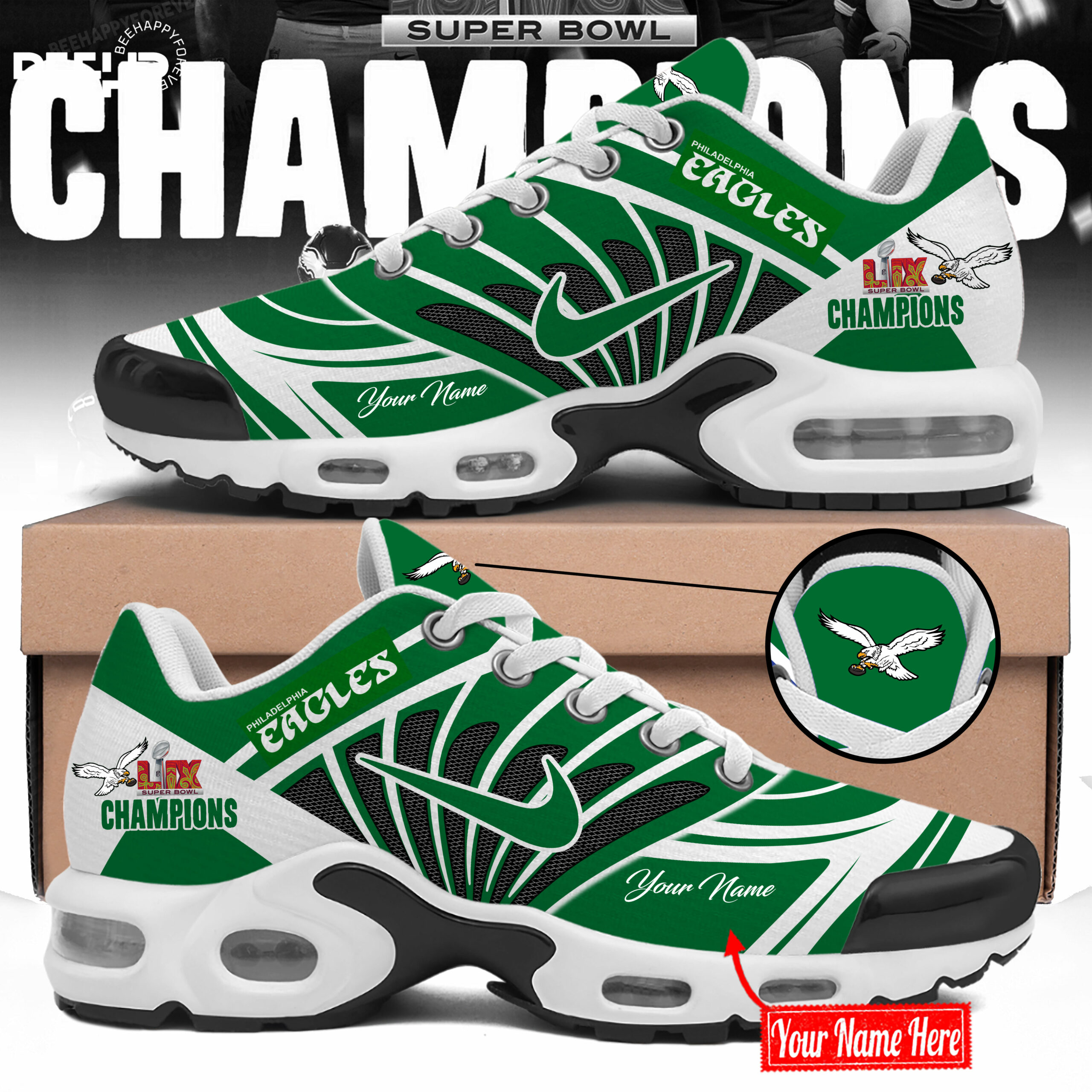 Philadelphia Eagles Super Bowl LIX Champions New Shoes - Famjoys Philadelphia Eagles Super Bowl LIX Champions New Shoes - Famjoys