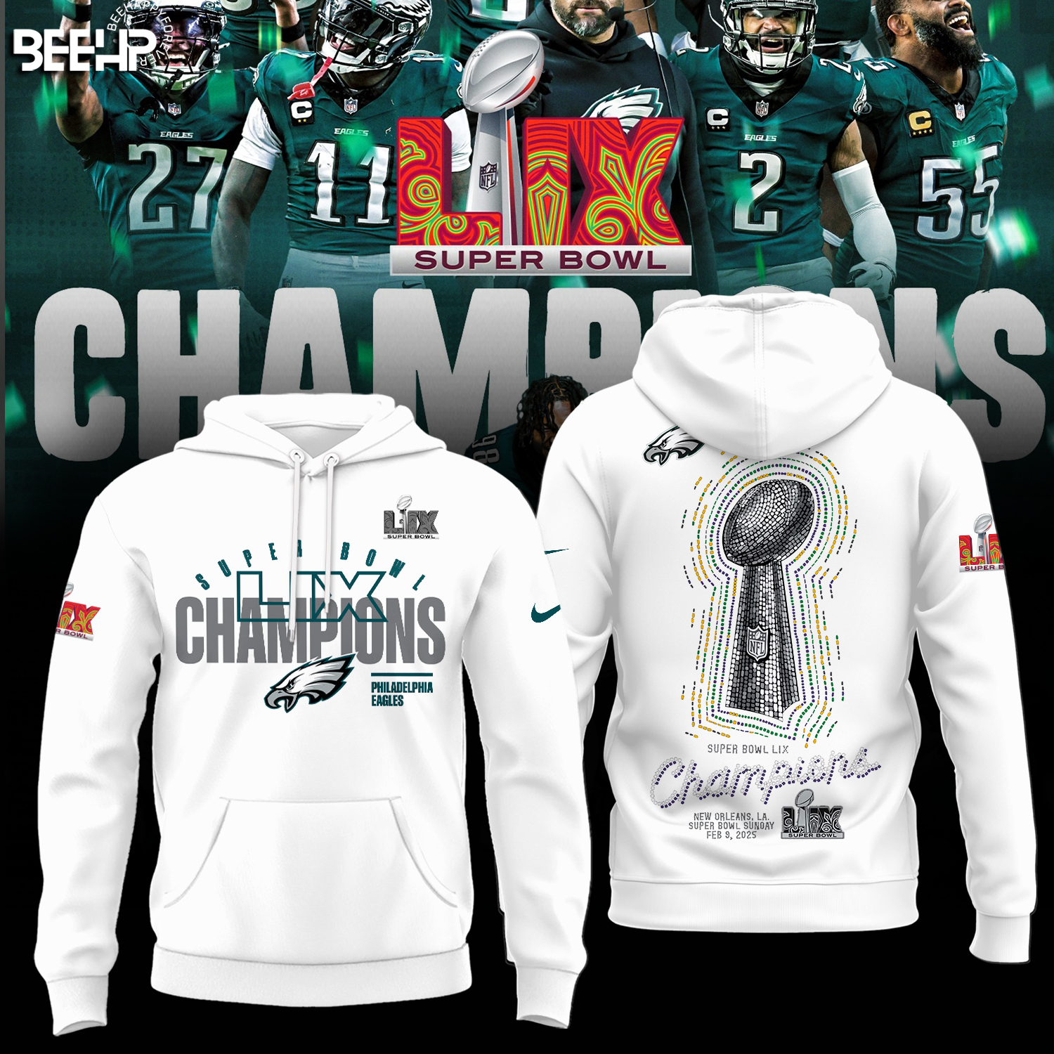 Philadelphia Eagles Super Bowl LIX Champions Shirt - Famjoys Philadelphia Eagles Super Bowl LIX Champions Shirt - Famjoys