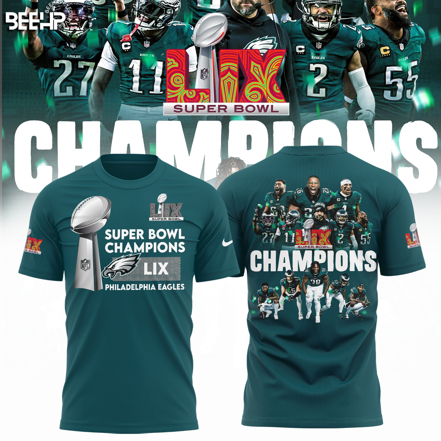 Philadelphia Eagles Super Bowl LIX Champions Shirt - Famjoys Philadelphia Eagles Super Bowl LIX Champions Shirt - Famjoys