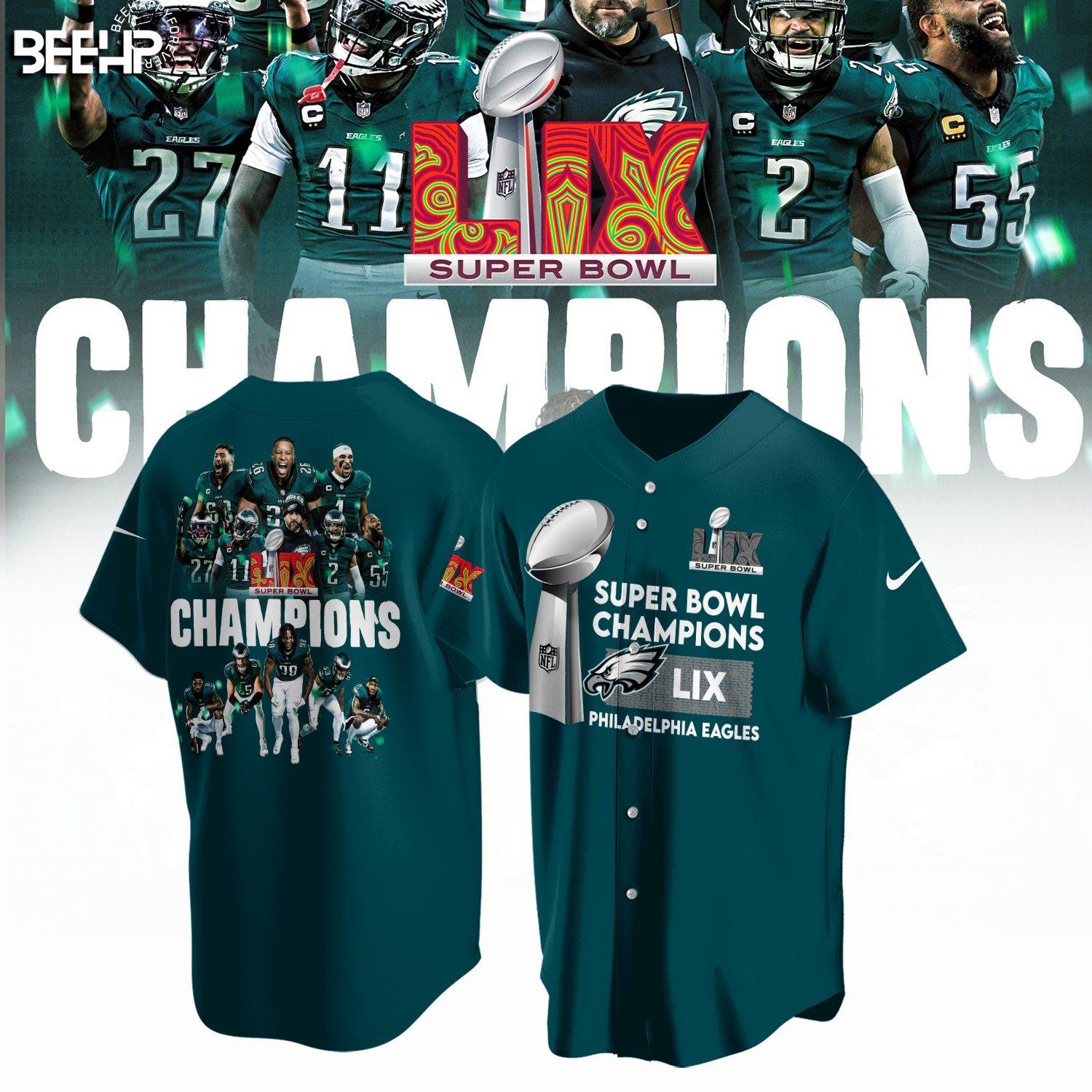 Philadelphia Eagles Super Bowl LIX Champions Shirt - Famjoys Philadelphia Eagles Super Bowl LIX Champions Shirt - Famjoys