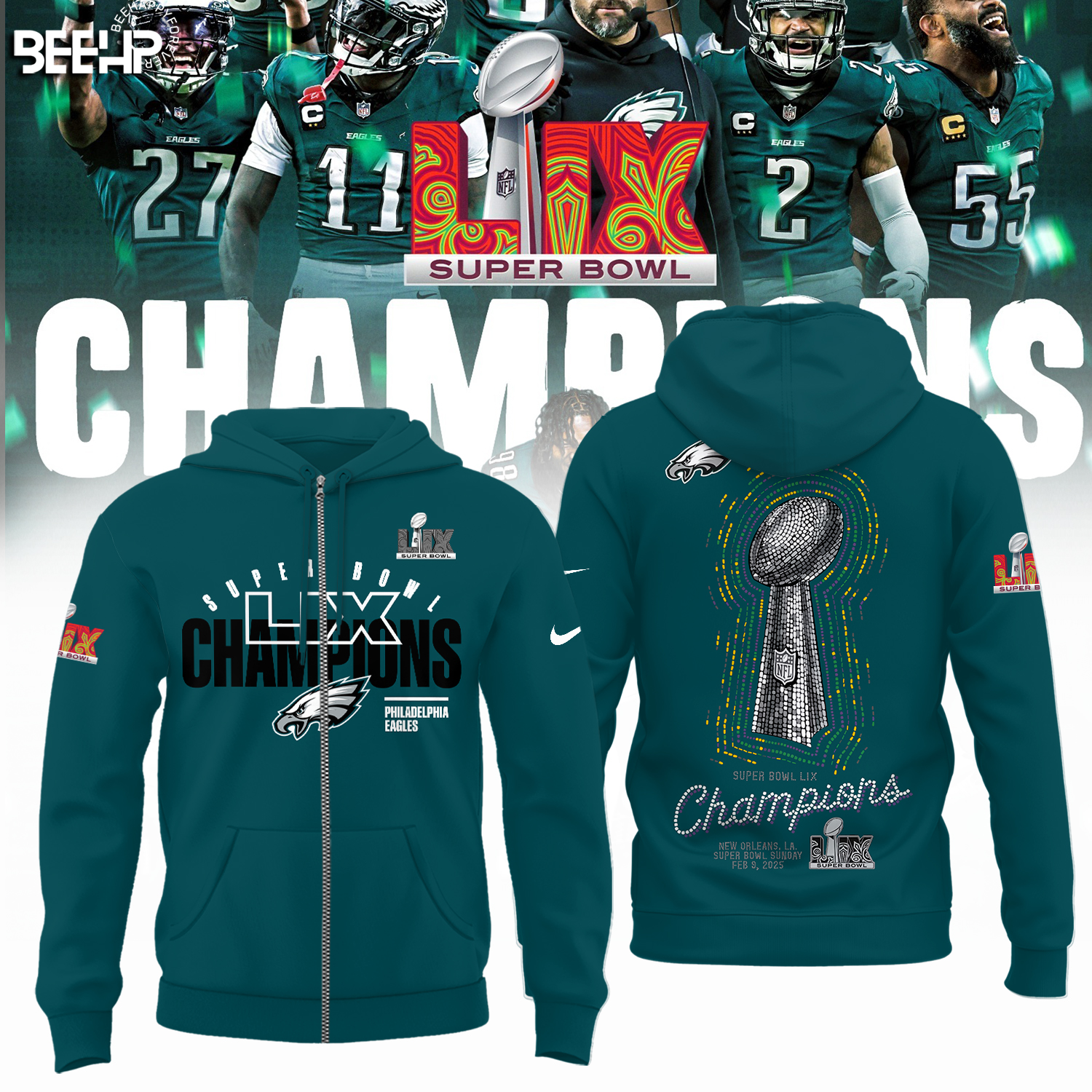Philadelphia Eagles Super Bowl LIX Champions Shirt - Famjoys Philadelphia Eagles Super Bowl LIX Champions Shirt - Famjoys