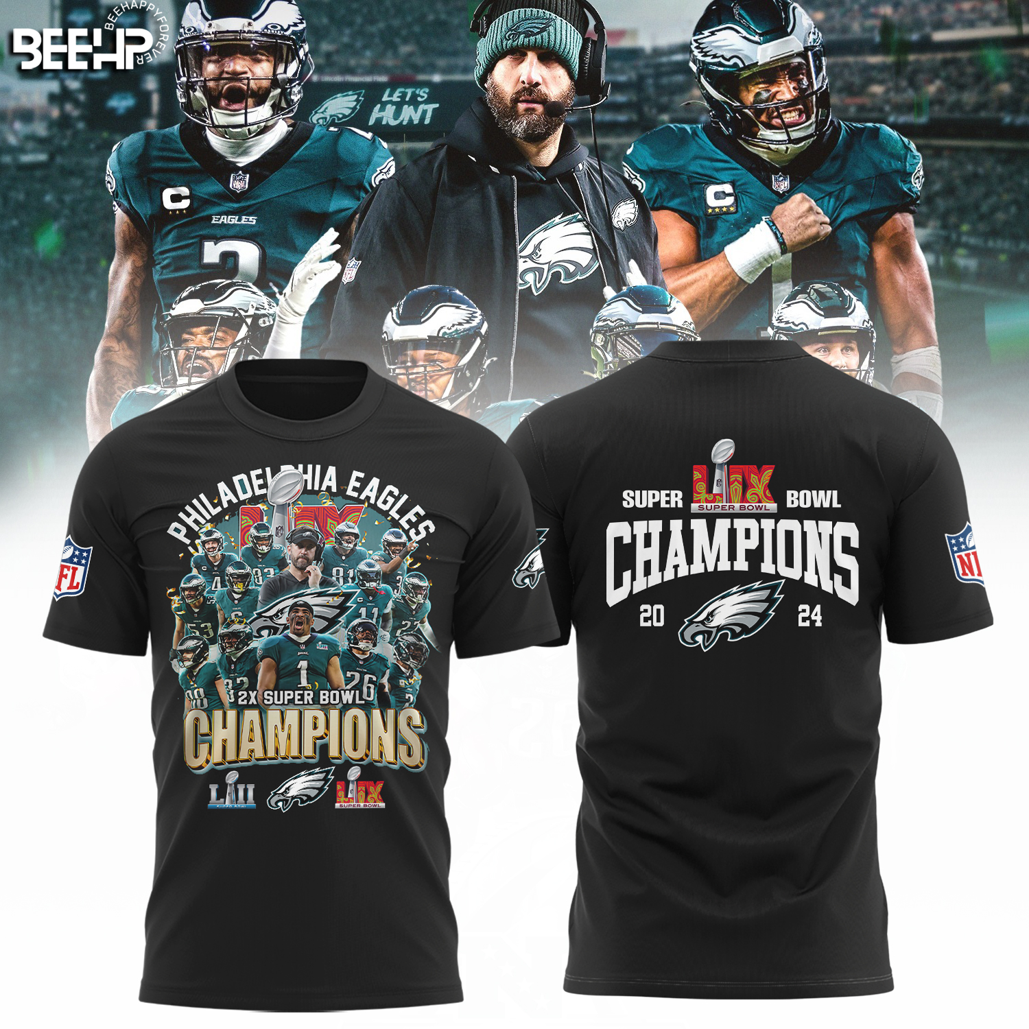 Philadelphia Eagles Super Bowl LIX Champions Shirt - Famjoys Philadelphia Eagles Super Bowl LIX Champions Shirt - Famjoys