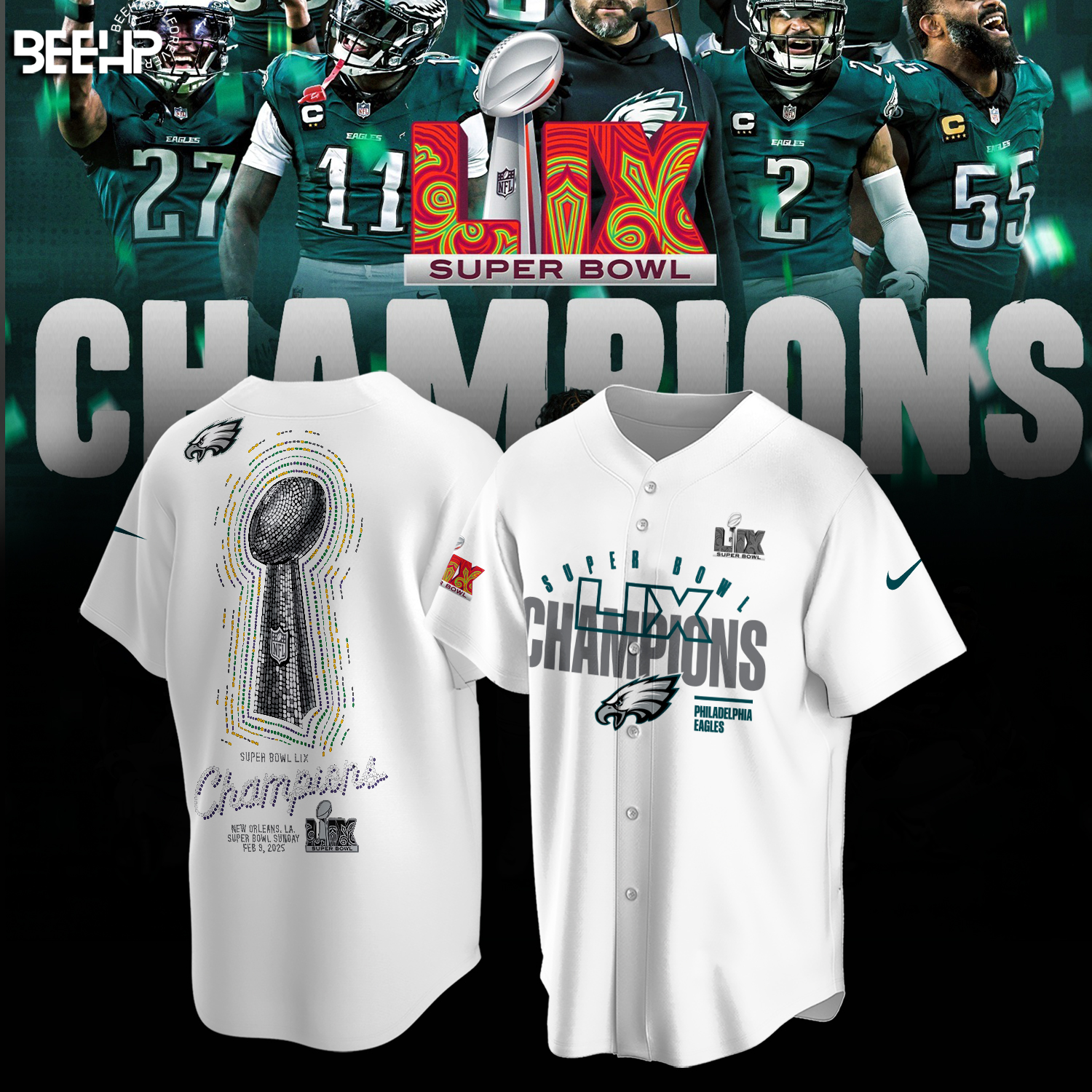 Philadelphia Eagles Super Bowl LIX Champions Shirt - Famjoys Philadelphia Eagles Super Bowl LIX Champions Shirt - Famjoys