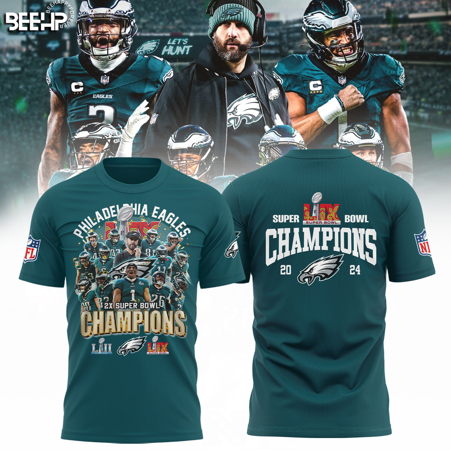 Philadelphia Eagles Super Bowl LIX Champions Shirt - Famjoys Philadelphia Eagles Super Bowl LIX Champions Shirt - Famjoys