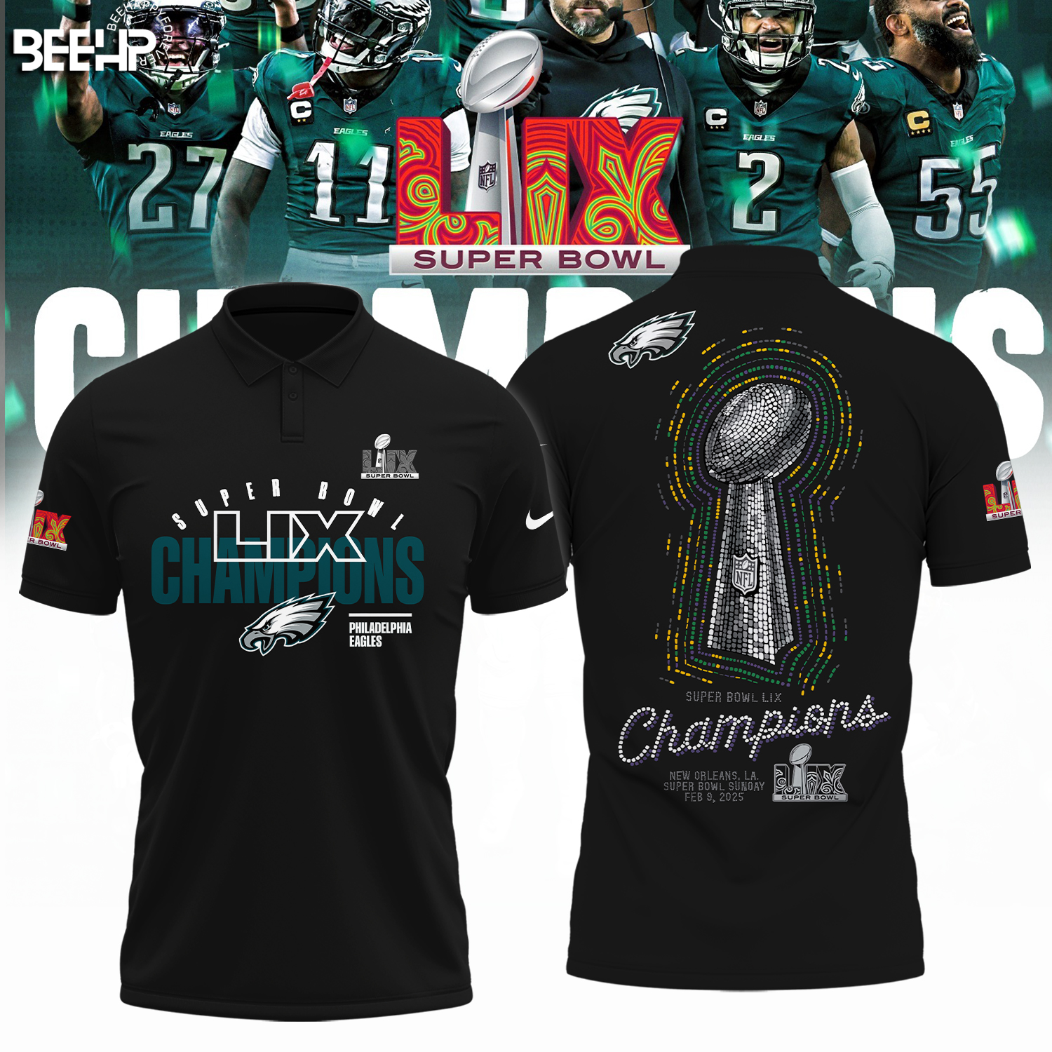 Philadelphia Eagles Super Bowl LIX Champions Shirt - Famjoys Philadelphia Eagles Super Bowl LIX Champions Shirt - Famjoys
