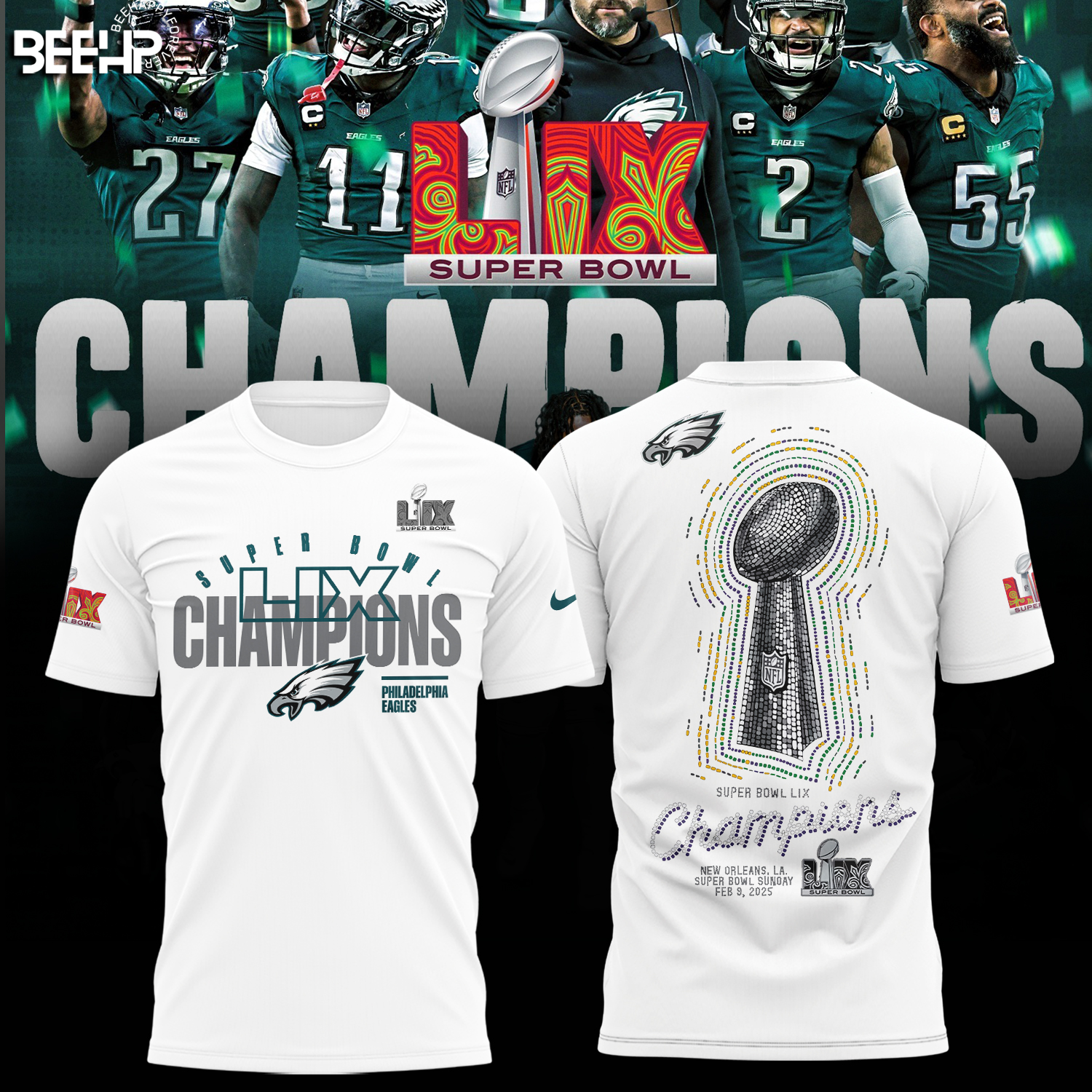 Philadelphia Eagles Super Bowl LIX Champions Shirt - Famjoys Philadelphia Eagles Super Bowl LIX Champions Shirt - Famjoys