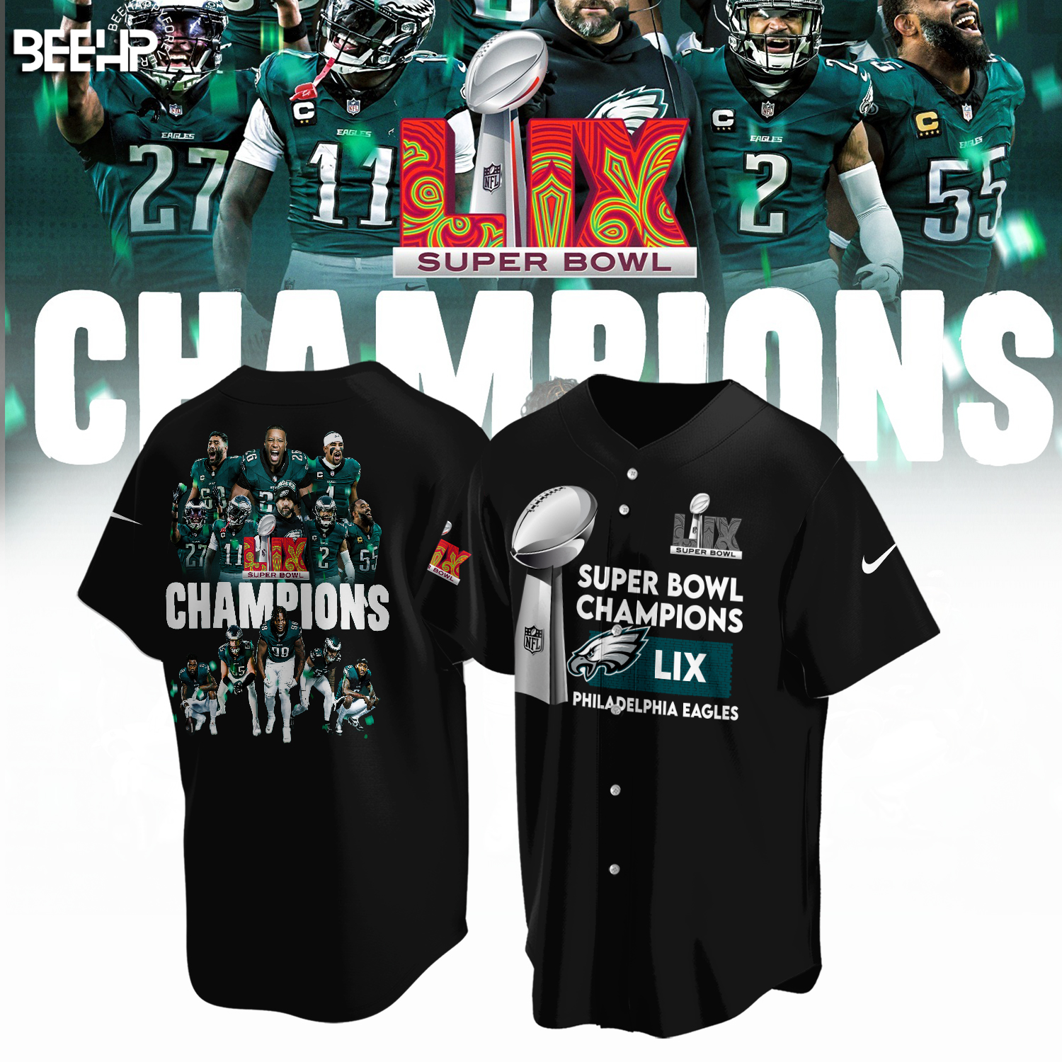 Philadelphia Eagles Super Bowl LIX Champions Shirt - Famjoys Philadelphia Eagles Super Bowl LIX Champions Shirt - Famjoys