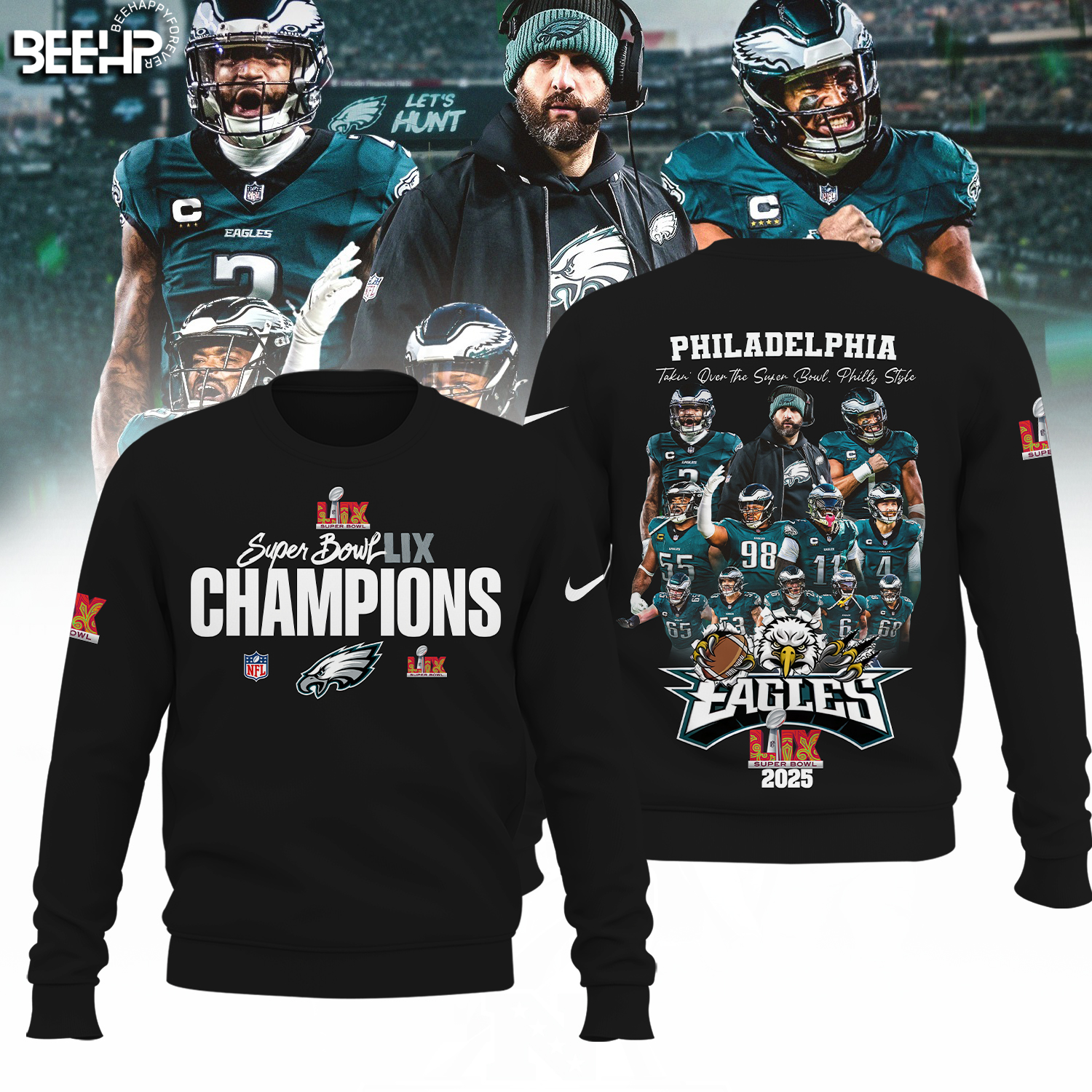 Philadelphia Eagles Super Bowl LIX Champions Shirt - Famjoys Philadelphia Eagles Super Bowl LIX Champions Shirt - Famjoys