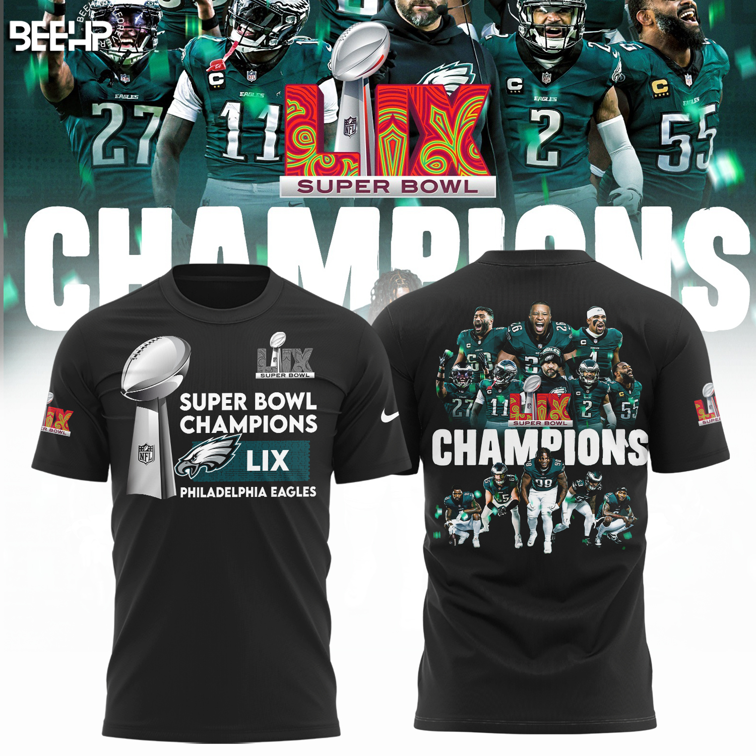 Philadelphia Eagles Super Bowl LIX Champions Shirt - Famjoys Philadelphia Eagles Super Bowl LIX Champions Shirt - Famjoys