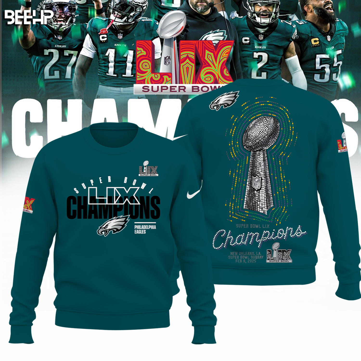 Philadelphia Eagles Super Bowl LIX Champions Shirt - Famjoys Philadelphia Eagles Super Bowl LIX Champions Shirt - Famjoys