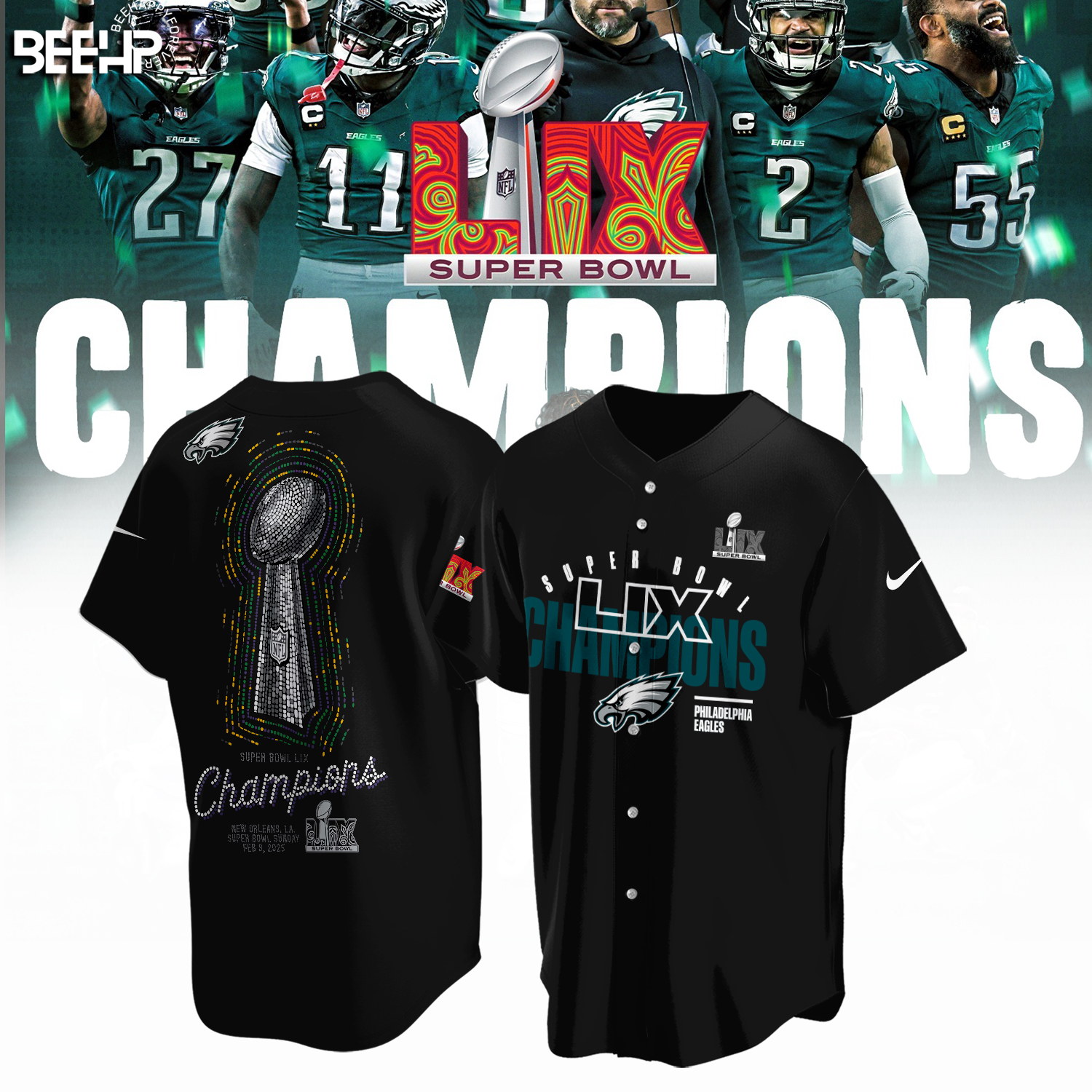 Philadelphia Eagles Super Bowl LIX Champions Shirt - Famjoys Philadelphia Eagles Super Bowl LIX Champions Shirt - Famjoys