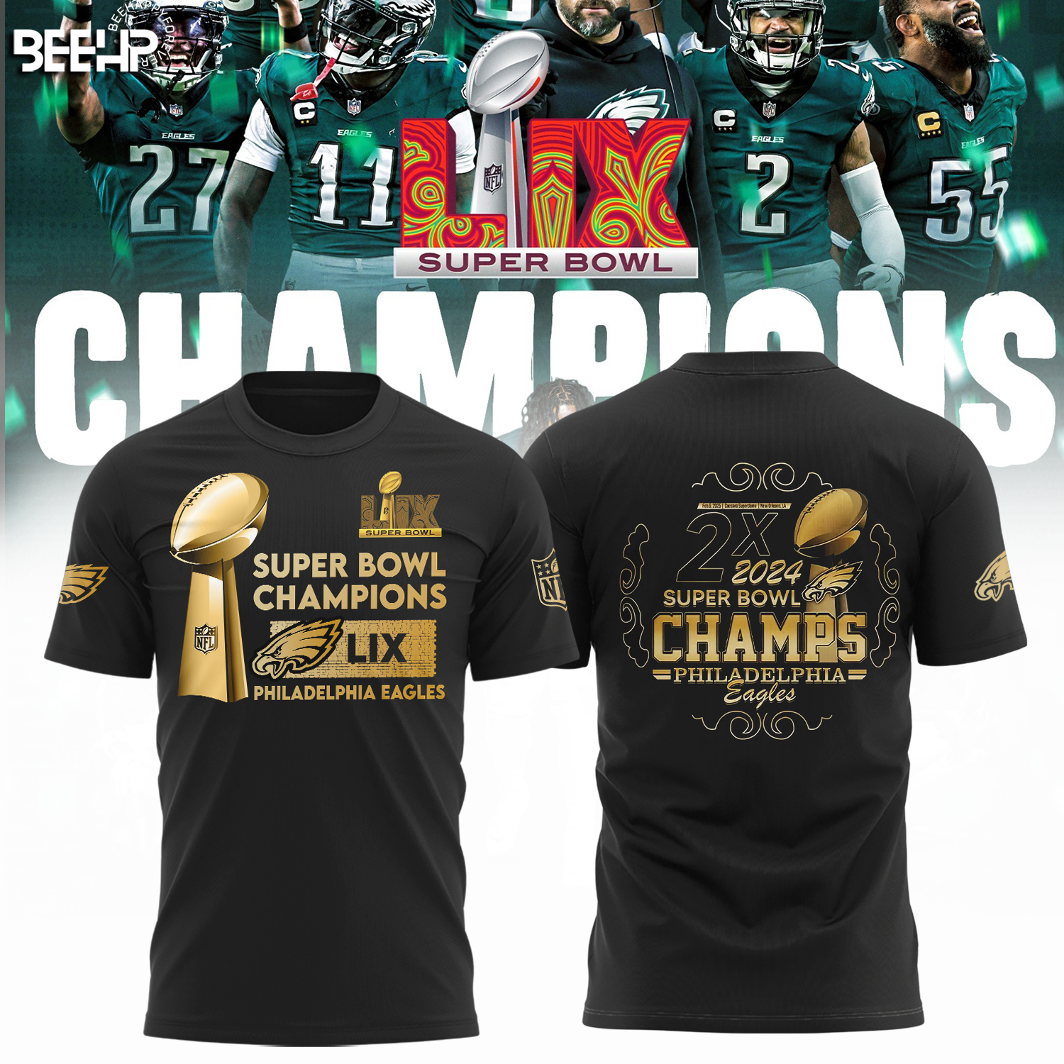 Philadelphia Eagles Super Bowl LIX Champions Shirt - Famjoys Philadelphia Eagles Super Bowl LIX Champions Shirt - Famjoys