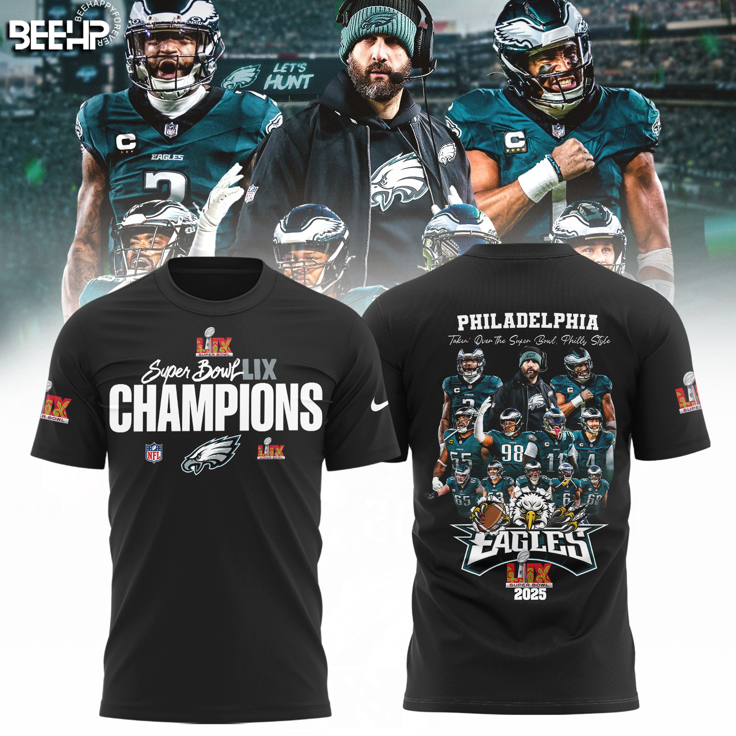 Philadelphia Eagles Super Bowl LIX Champions Shirt - Famjoys Philadelphia Eagles Super Bowl LIX Champions Shirt - Famjoys
