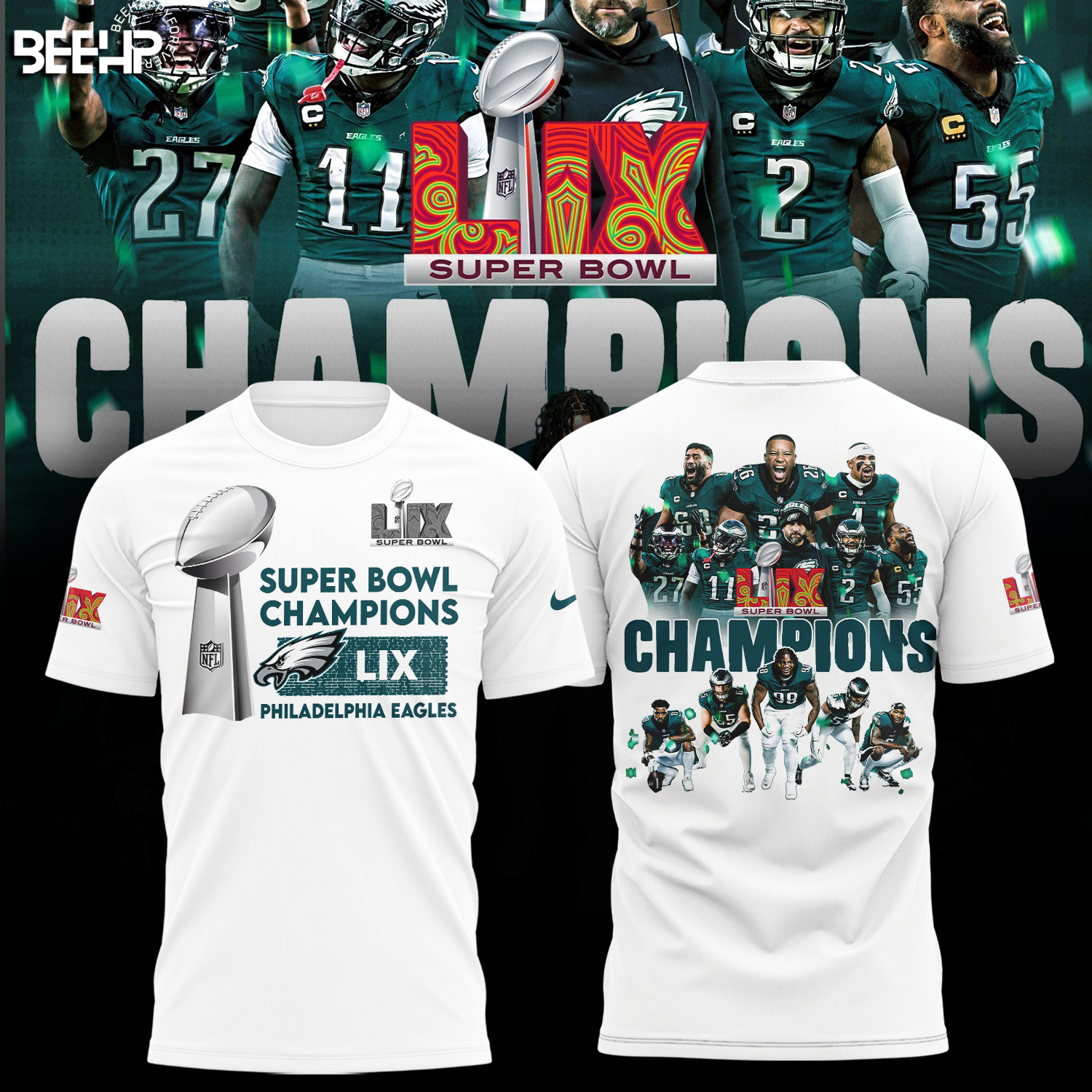 Philadelphia Eagles Super Bowl LIX Champions Shirt - Famjoys Philadelphia Eagles Super Bowl LIX Champions Shirt - Famjoys