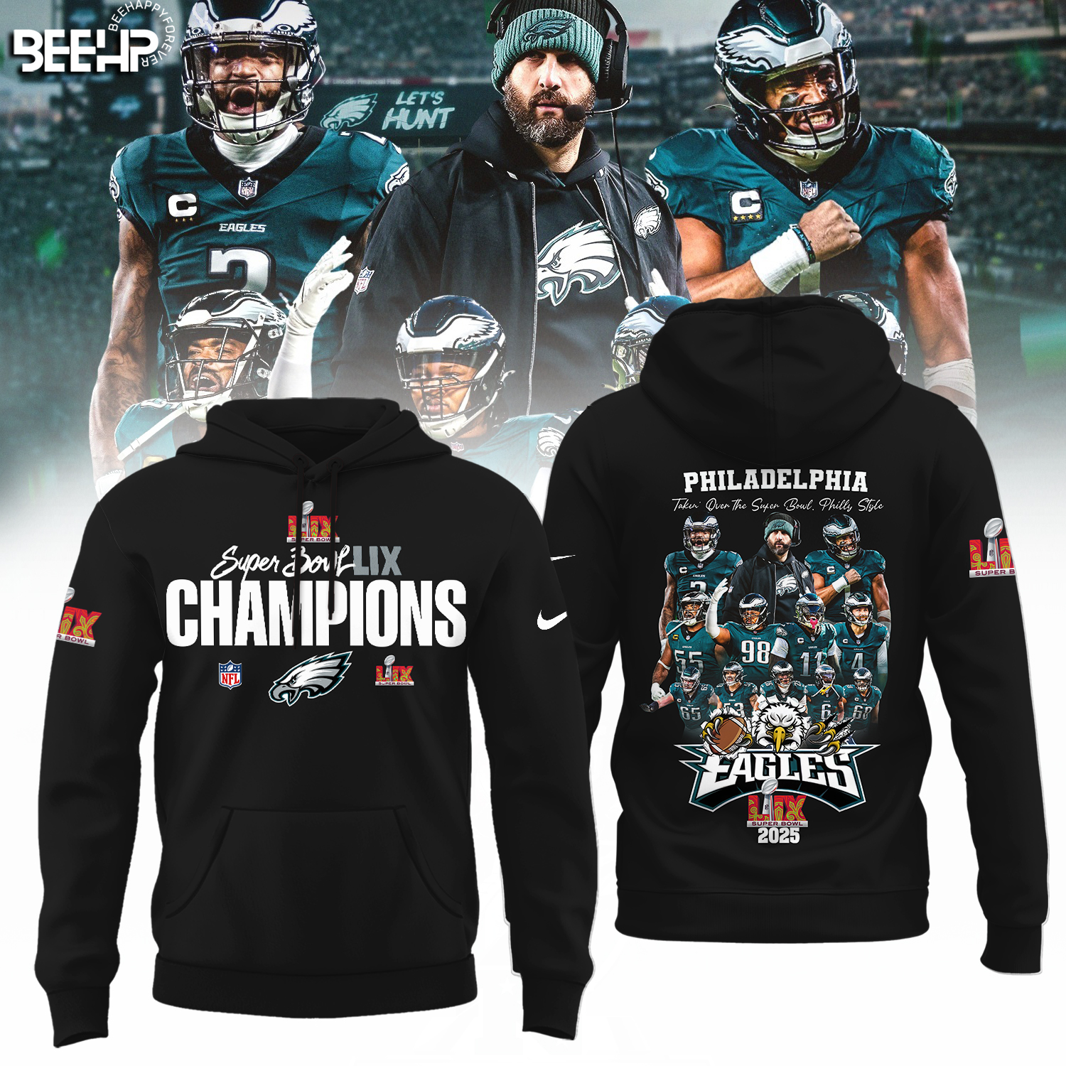 Philadelphia Eagles Super Bowl LIX Champions Shirt - Famjoys Philadelphia Eagles Super Bowl LIX Champions Shirt - Famjoys