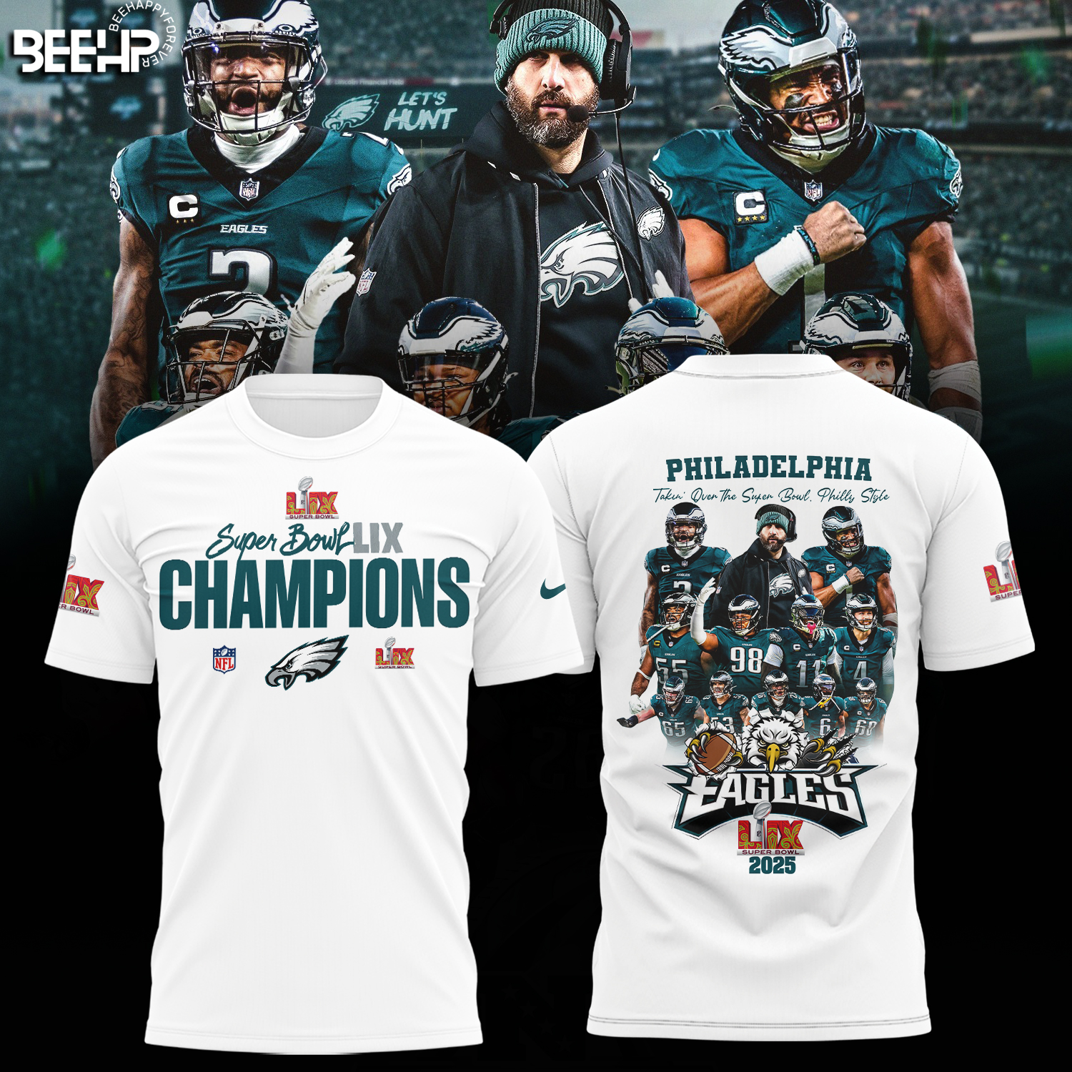 Philadelphia Eagles Super Bowl LIX Champions Shirt - Famjoys Philadelphia Eagles Super Bowl LIX Champions Shirt - Famjoys