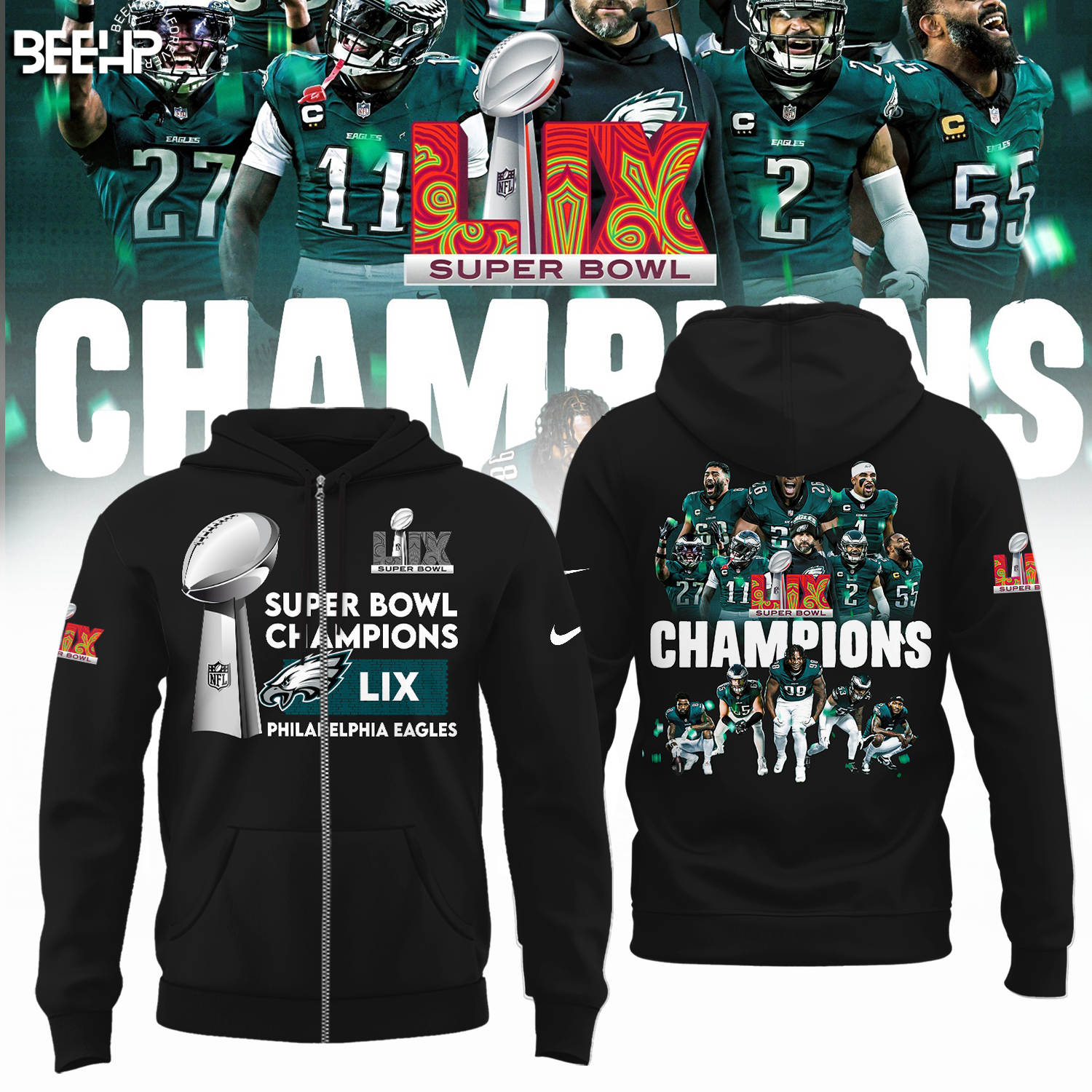 Philadelphia Eagles Super Bowl LIX Champions Shirt - Famjoys Philadelphia Eagles Super Bowl LIX Champions Shirt - Famjoys