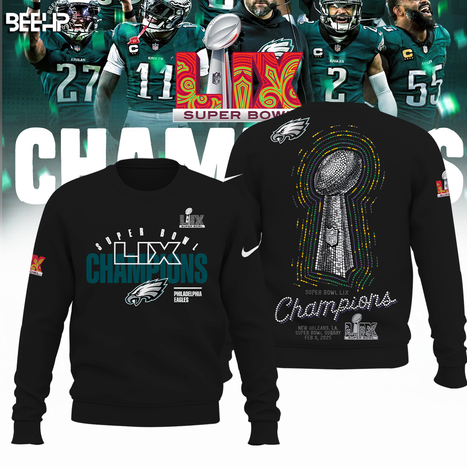 Philadelphia Eagles Super Bowl LIX Champions Shirt - Famjoys Philadelphia Eagles Super Bowl LIX Champions Shirt - Famjoys