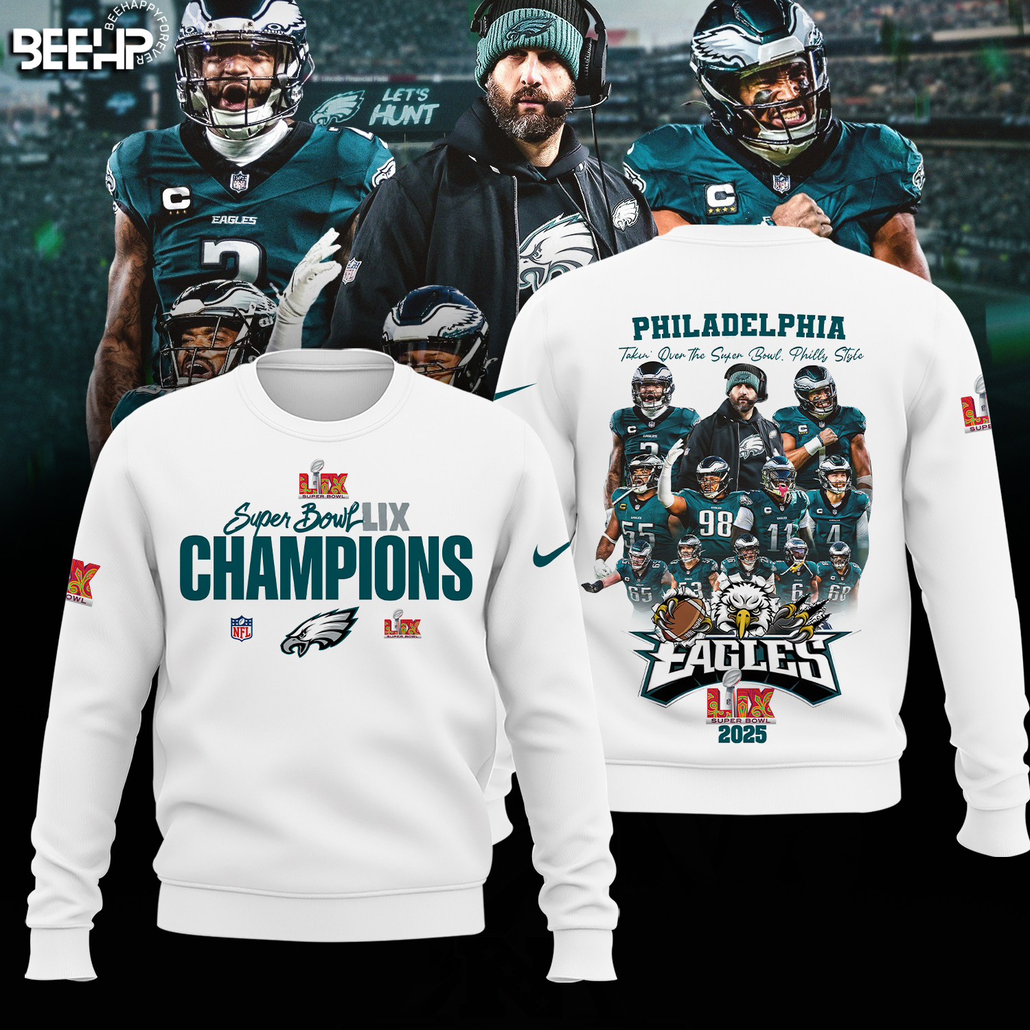 Philadelphia Eagles Super Bowl LIX Champions Shirt - Famjoys Philadelphia Eagles Super Bowl LIX Champions Shirt - Famjoys