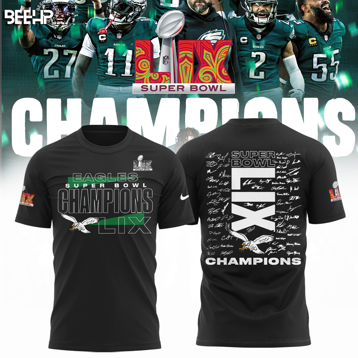 Philadelphia Eagles Super Bowl LIX Champions Shirt - Famjoys Philadelphia Eagles Super Bowl LIX Champions Shirt - Famjoys