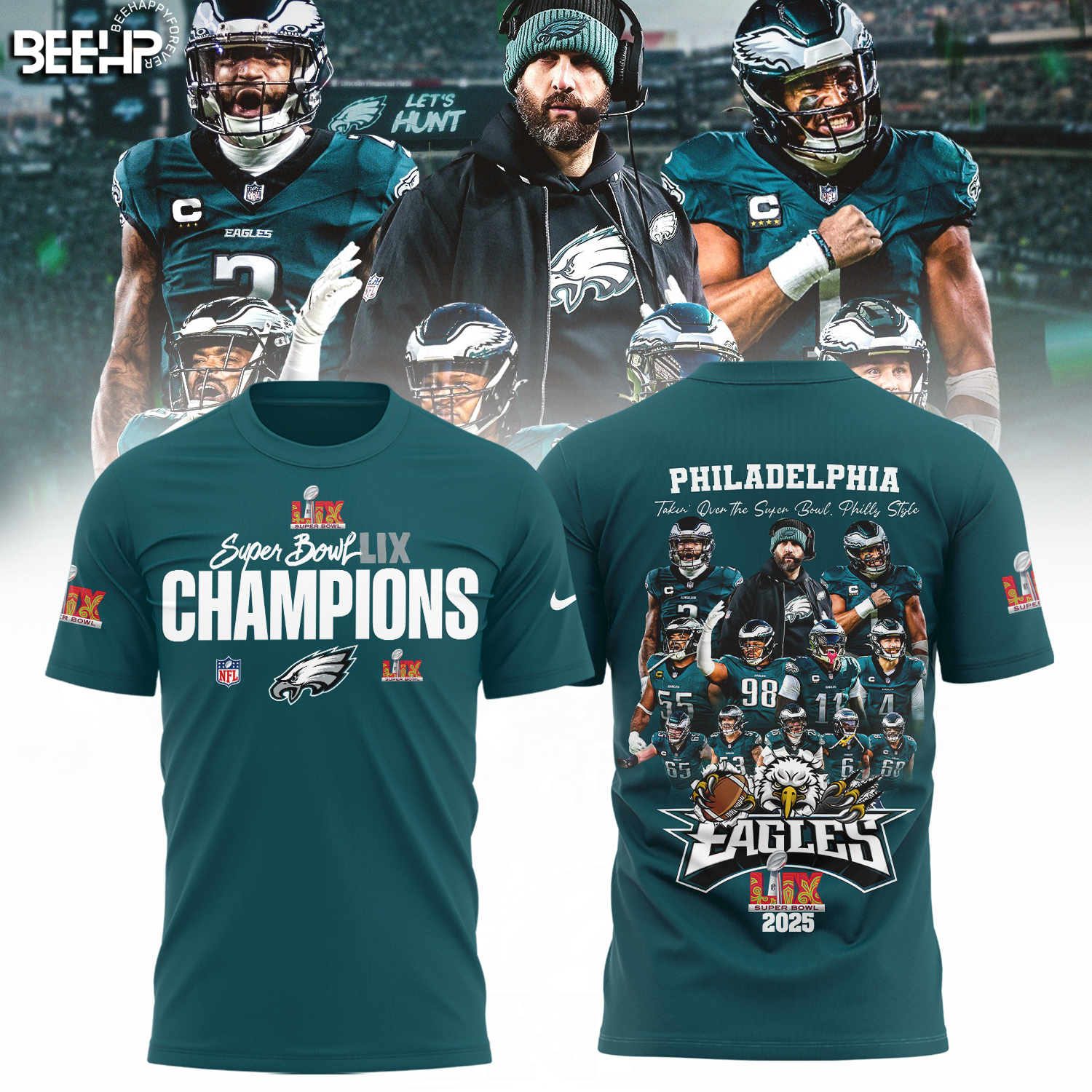 Philadelphia Eagles Super Bowl LIX Champions Shirt - Famjoys Philadelphia Eagles Super Bowl LIX Champions Shirt - Famjoys