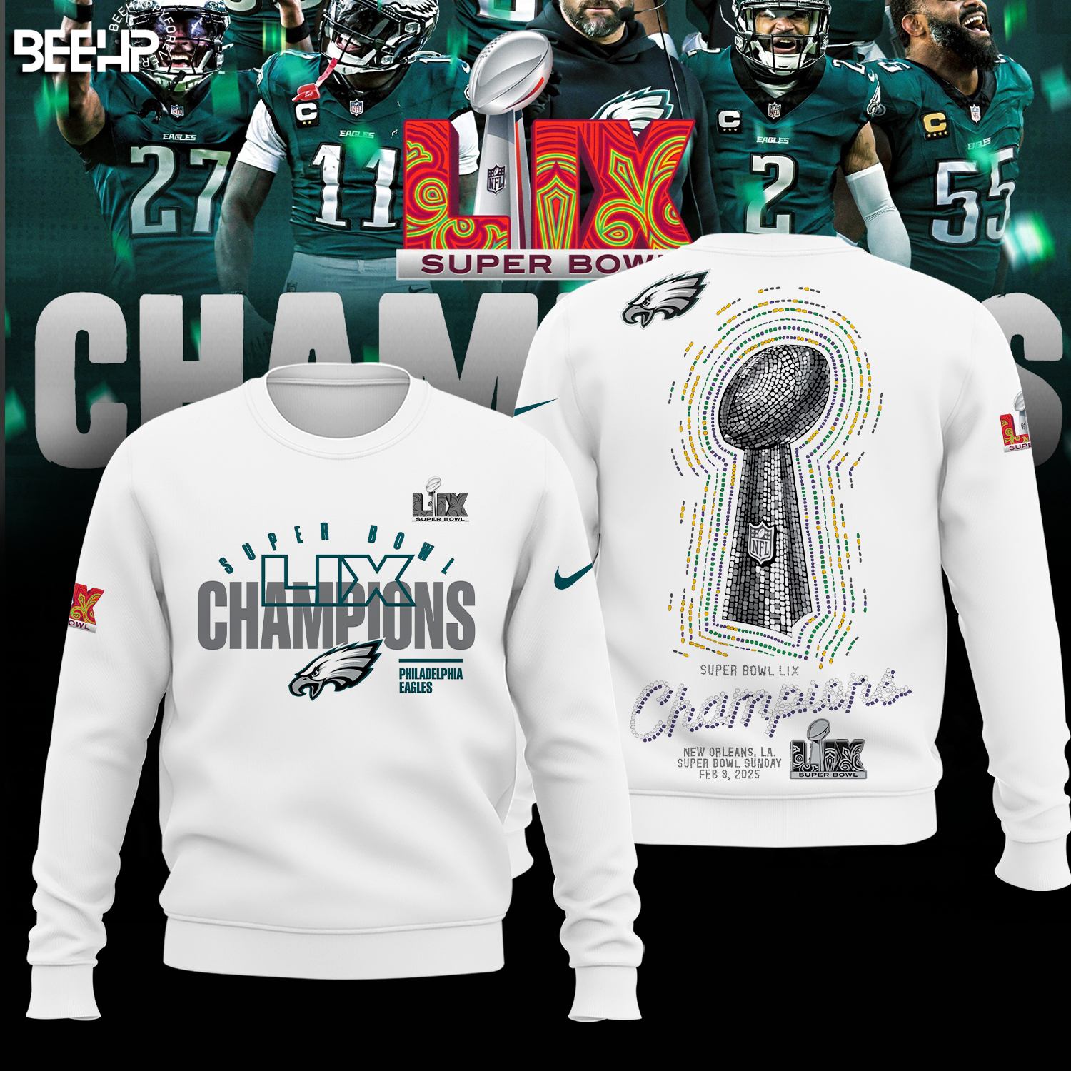 Philadelphia Eagles Super Bowl LIX Champions Shirt - Famjoys Philadelphia Eagles Super Bowl LIX Champions Shirt - Famjoys