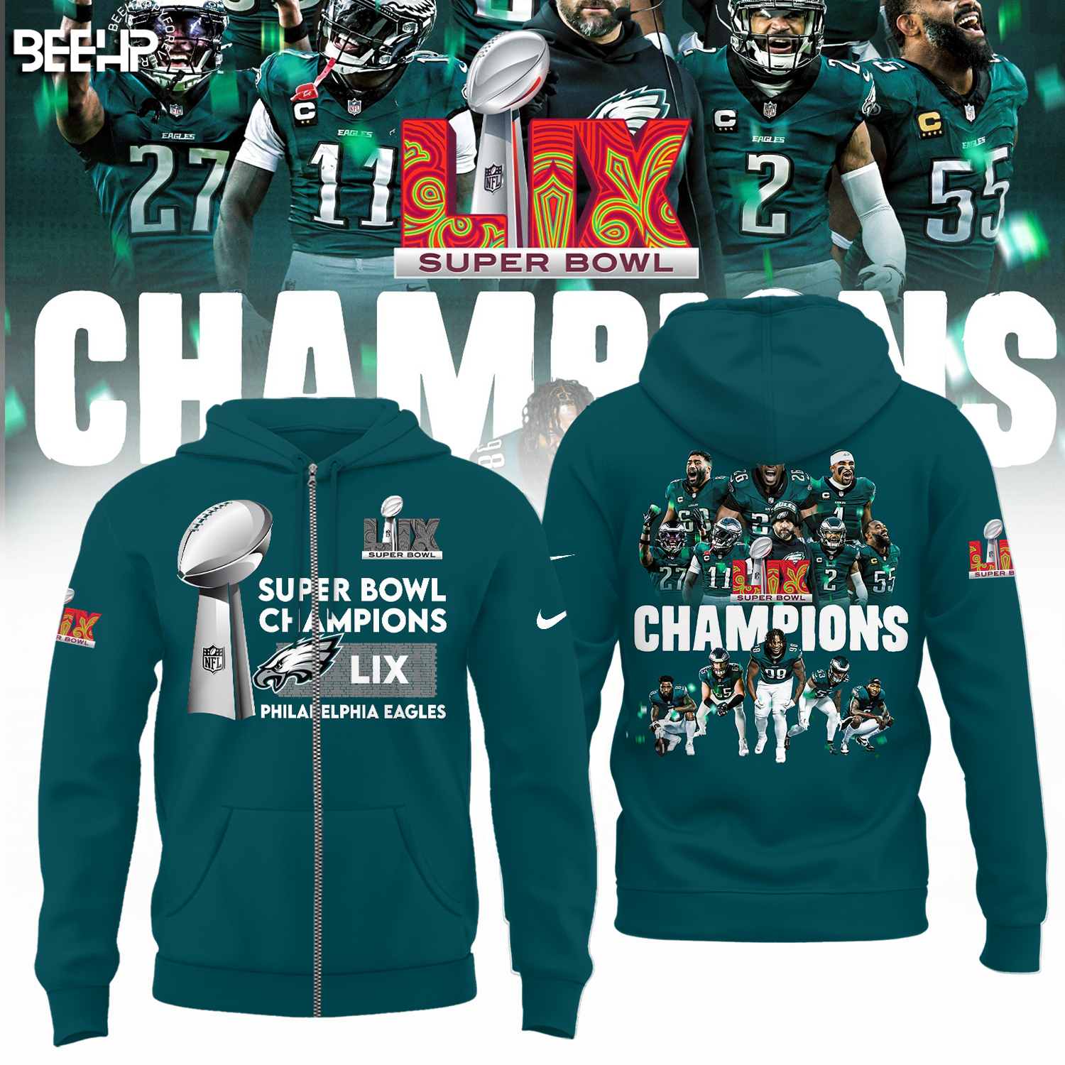 Philadelphia Eagles Super Bowl LIX Champions Shirt - Famjoys Philadelphia Eagles Super Bowl LIX Champions Shirt - Famjoys
