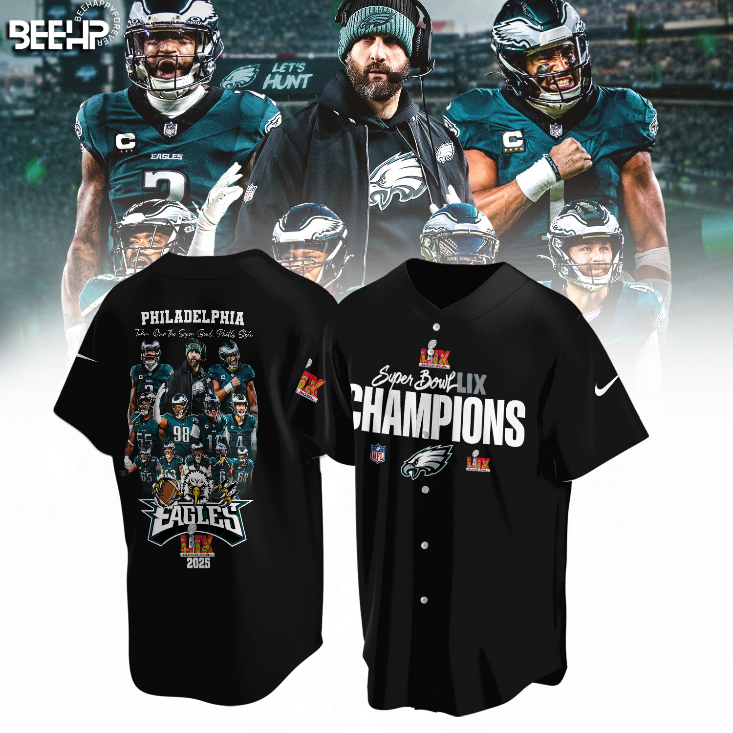Philadelphia Eagles Super Bowl LIX Champions Shirt - Famjoys Philadelphia Eagles Super Bowl LIX Champions Shirt - Famjoys